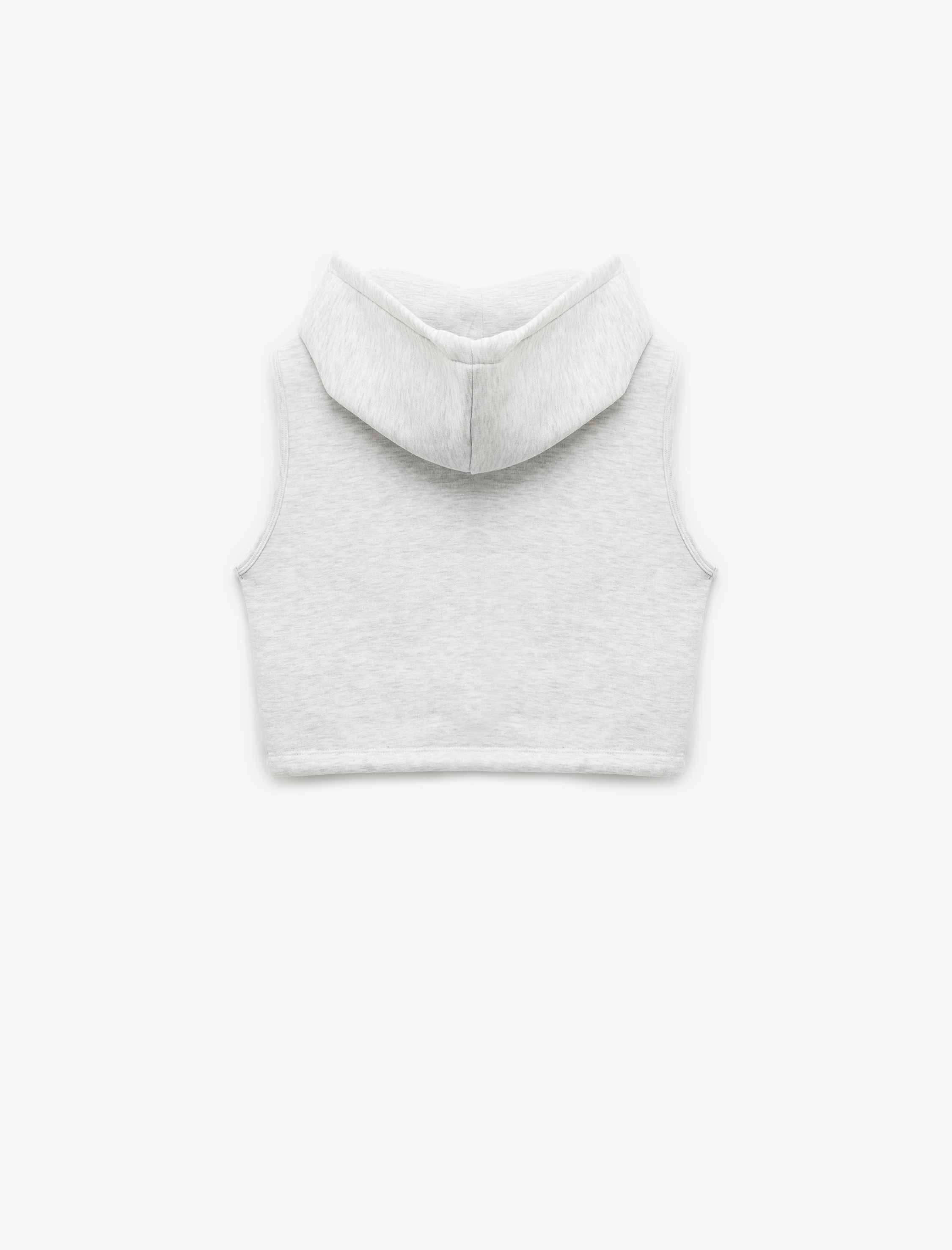   Kapüşonlu Kolsuz Kanguru Cepli Şardonlu Fermuarlı Sweatshirt