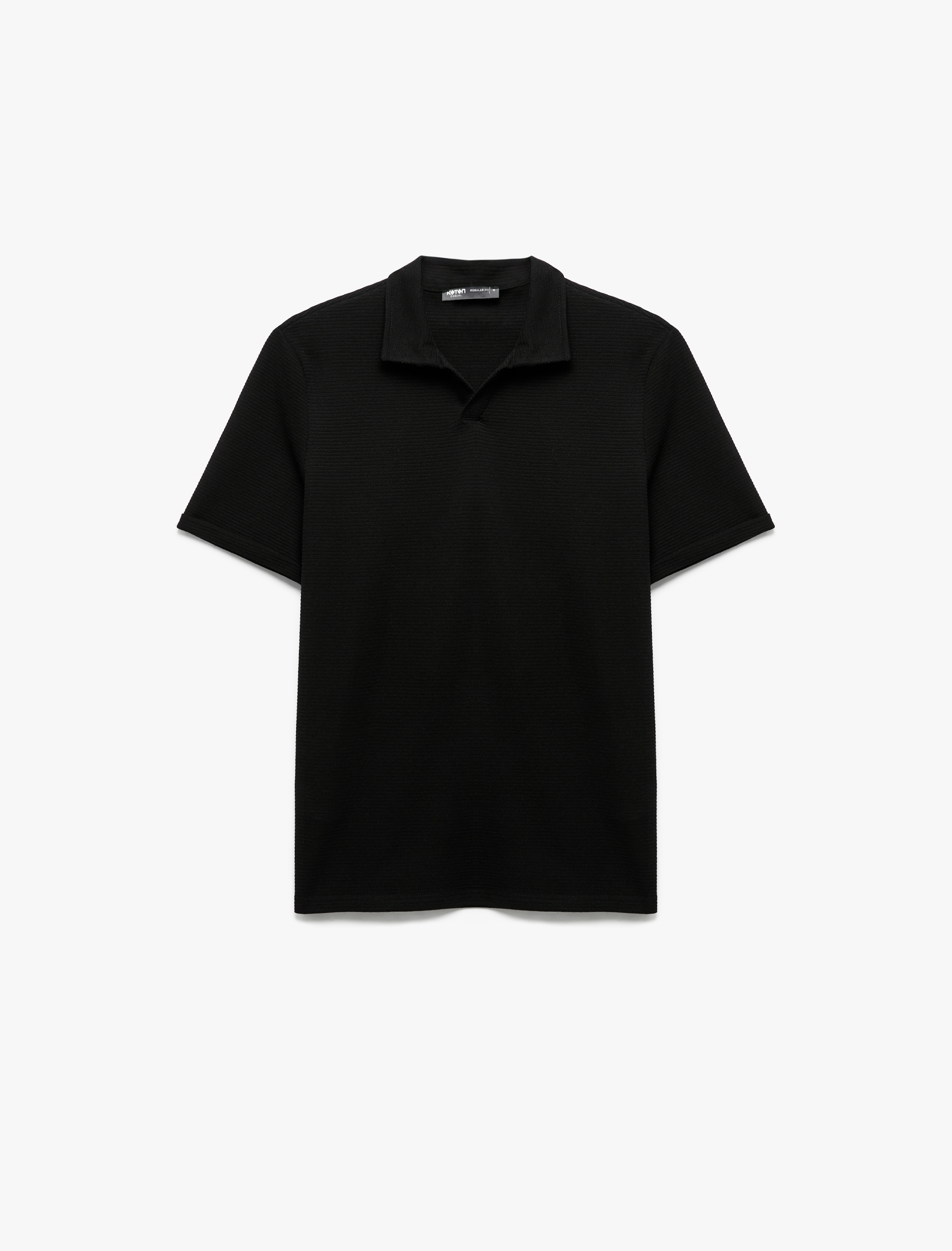   Pamuklu Regular Fit Dokulu Kısa Kollu V Yaka Polo Tişört