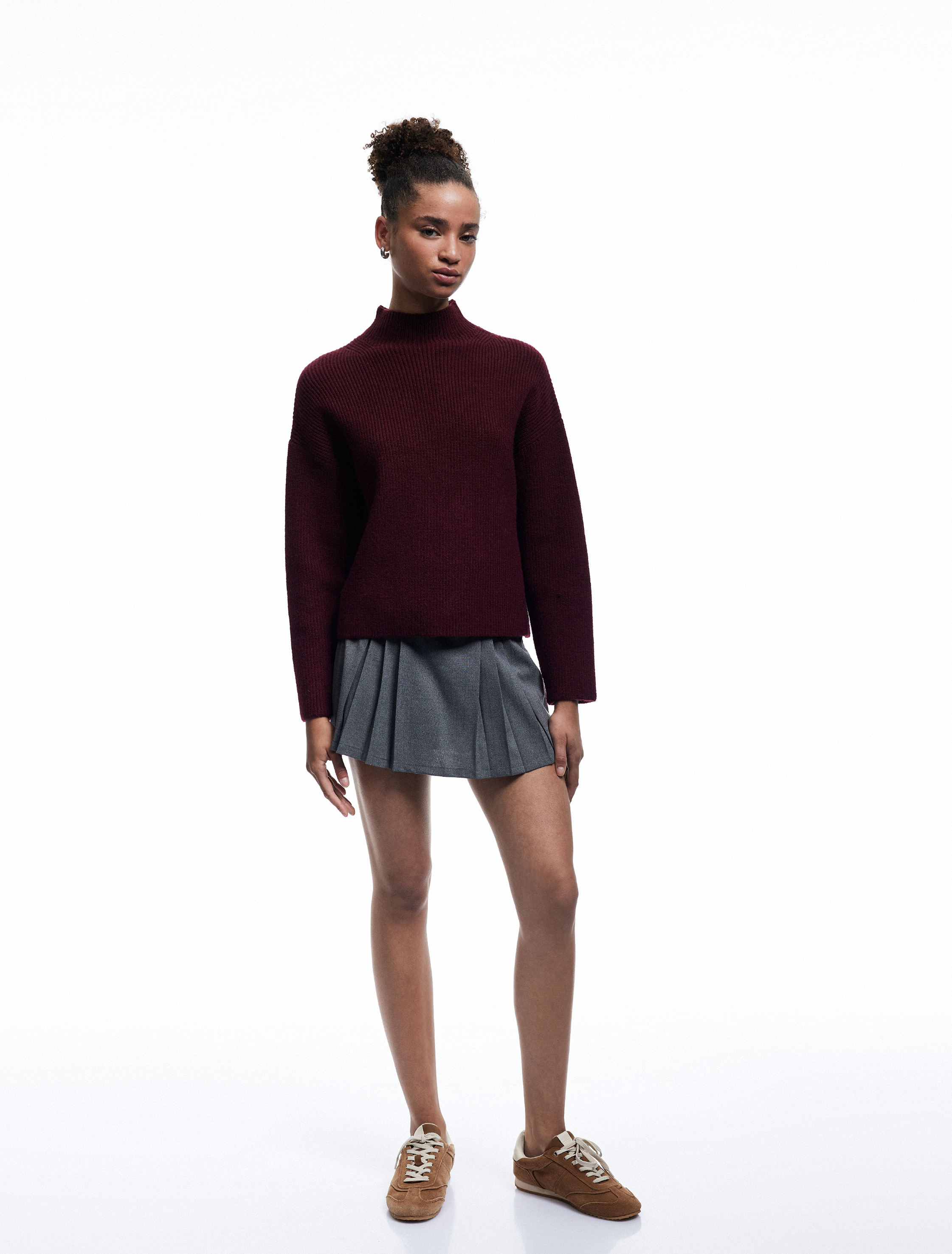   Dik Yaka Uzun Kollu Rahat Kalıp Basic Triko Kazak