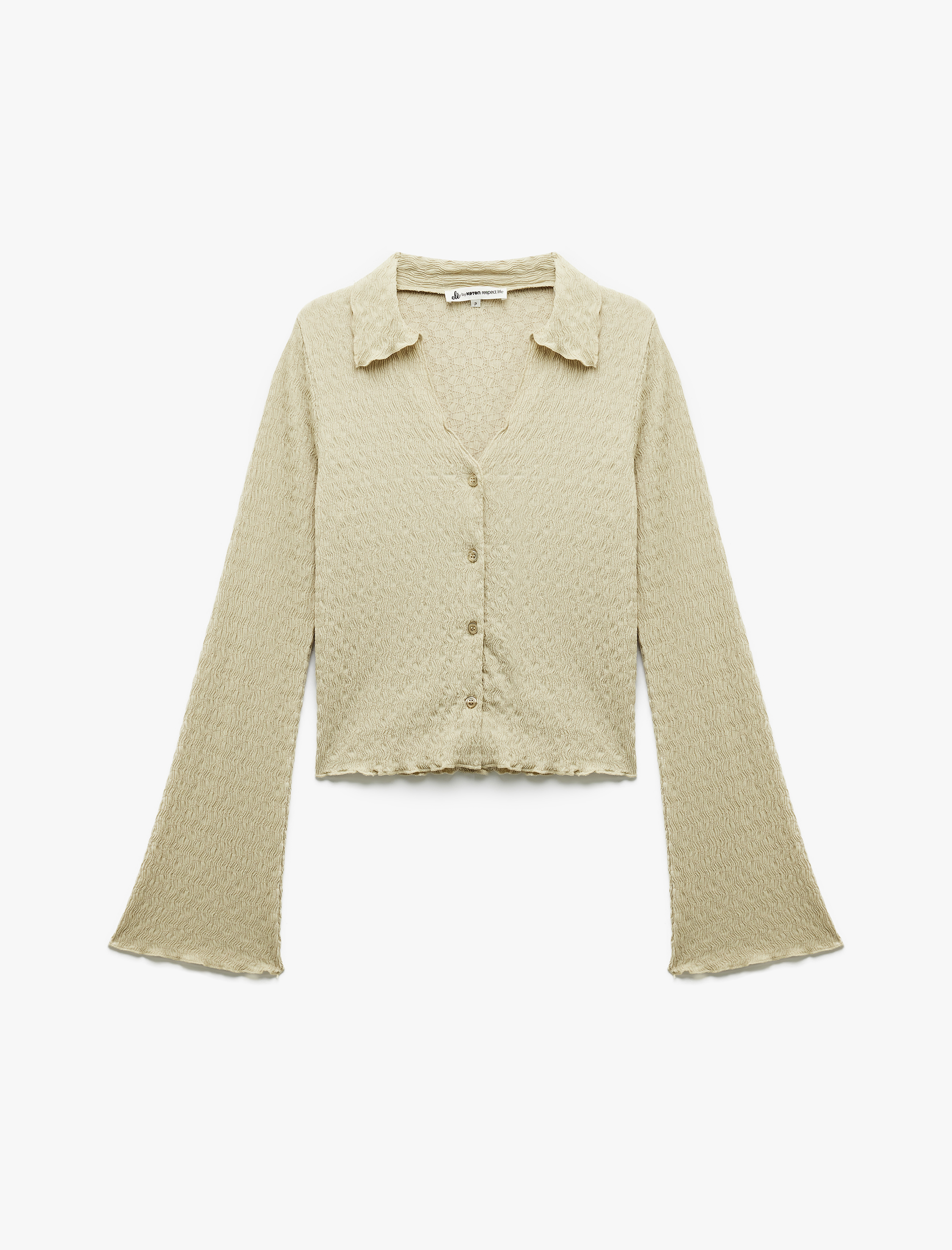   Bürümcük Kumaş Slim Fit Düğmeli Ekstra Uzun İspanyol Kollu Gömlek