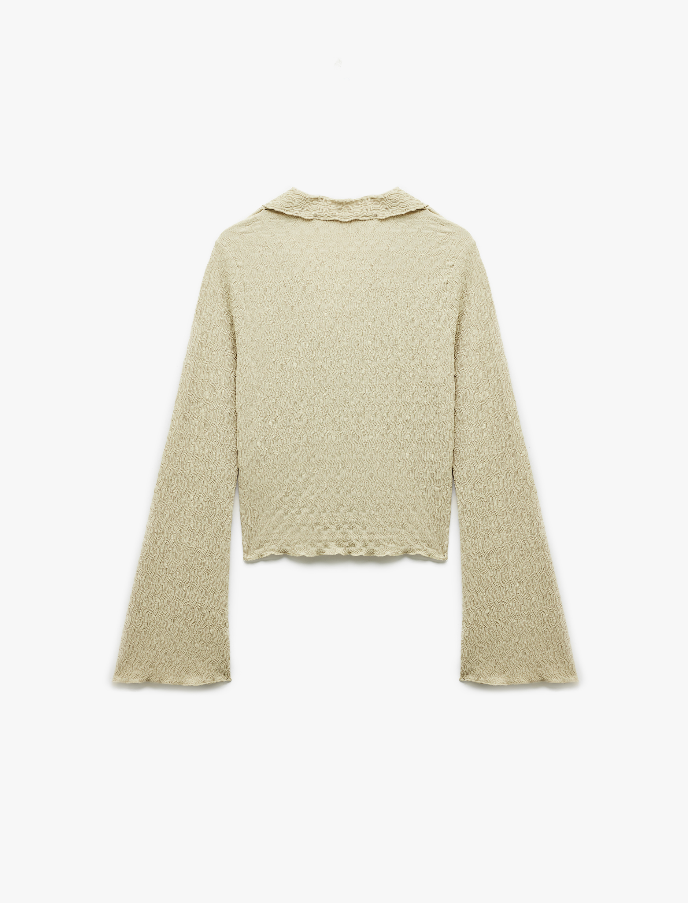   Bürümcük Kumaş Slim Fit Düğmeli Ekstra Uzun İspanyol Kollu Gömlek