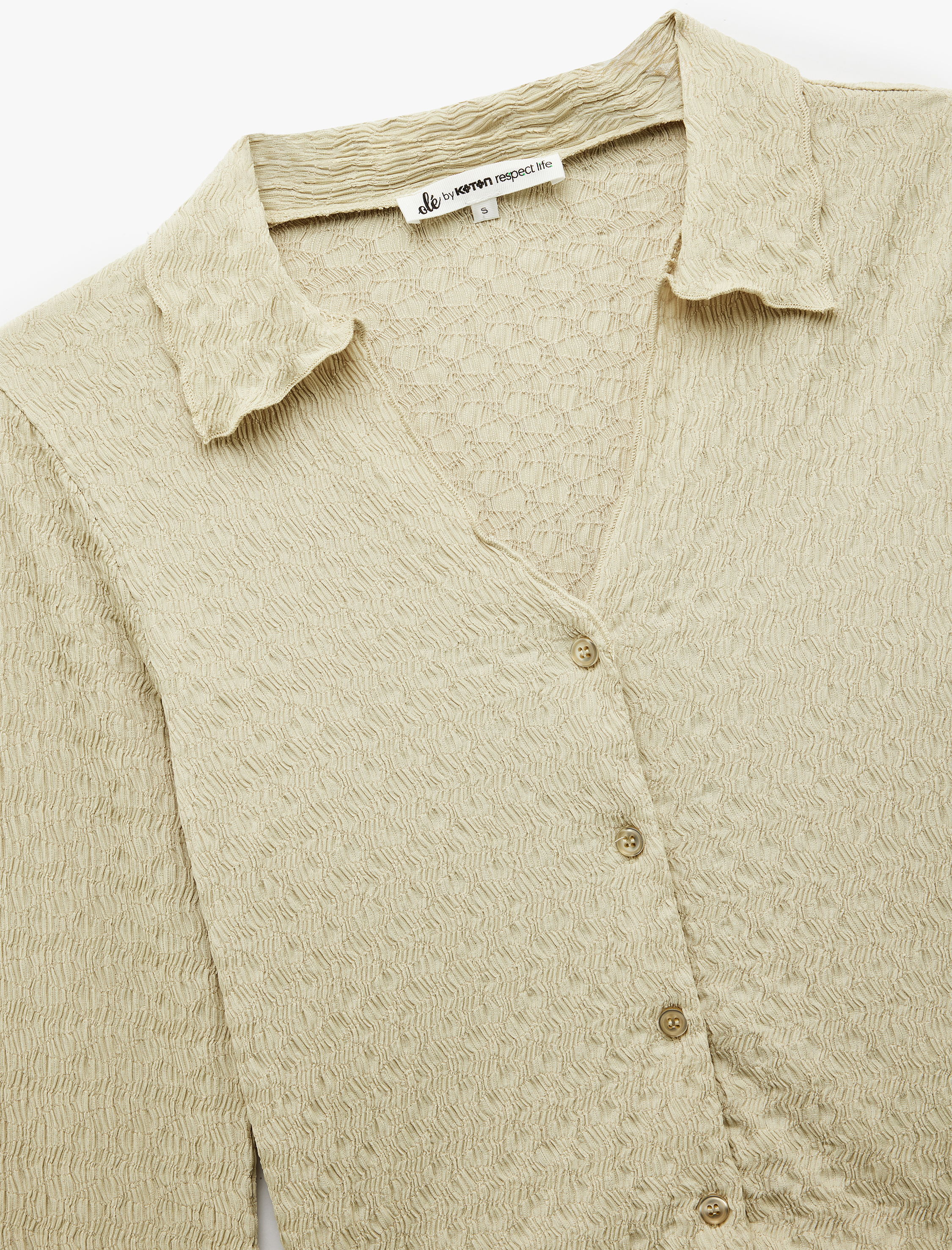   Bürümcük Kumaş Slim Fit Düğmeli Ekstra Uzun İspanyol Kollu Gömlek