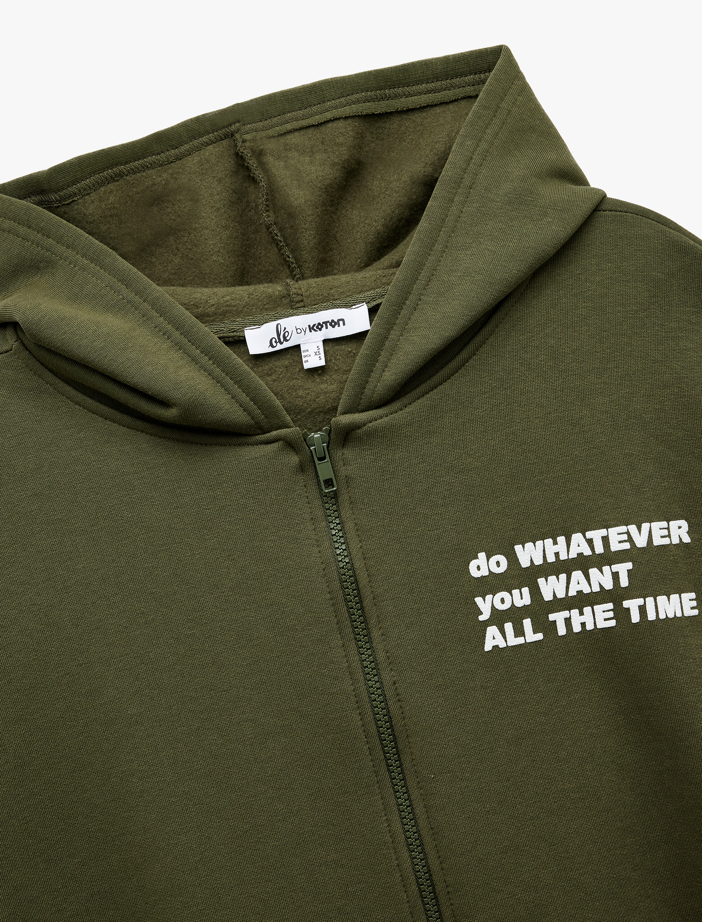   Şardonlu Kanguru Cepli Arkası Baskılı Fermuarlı Kapüşonlu Oversize Sweatshirt