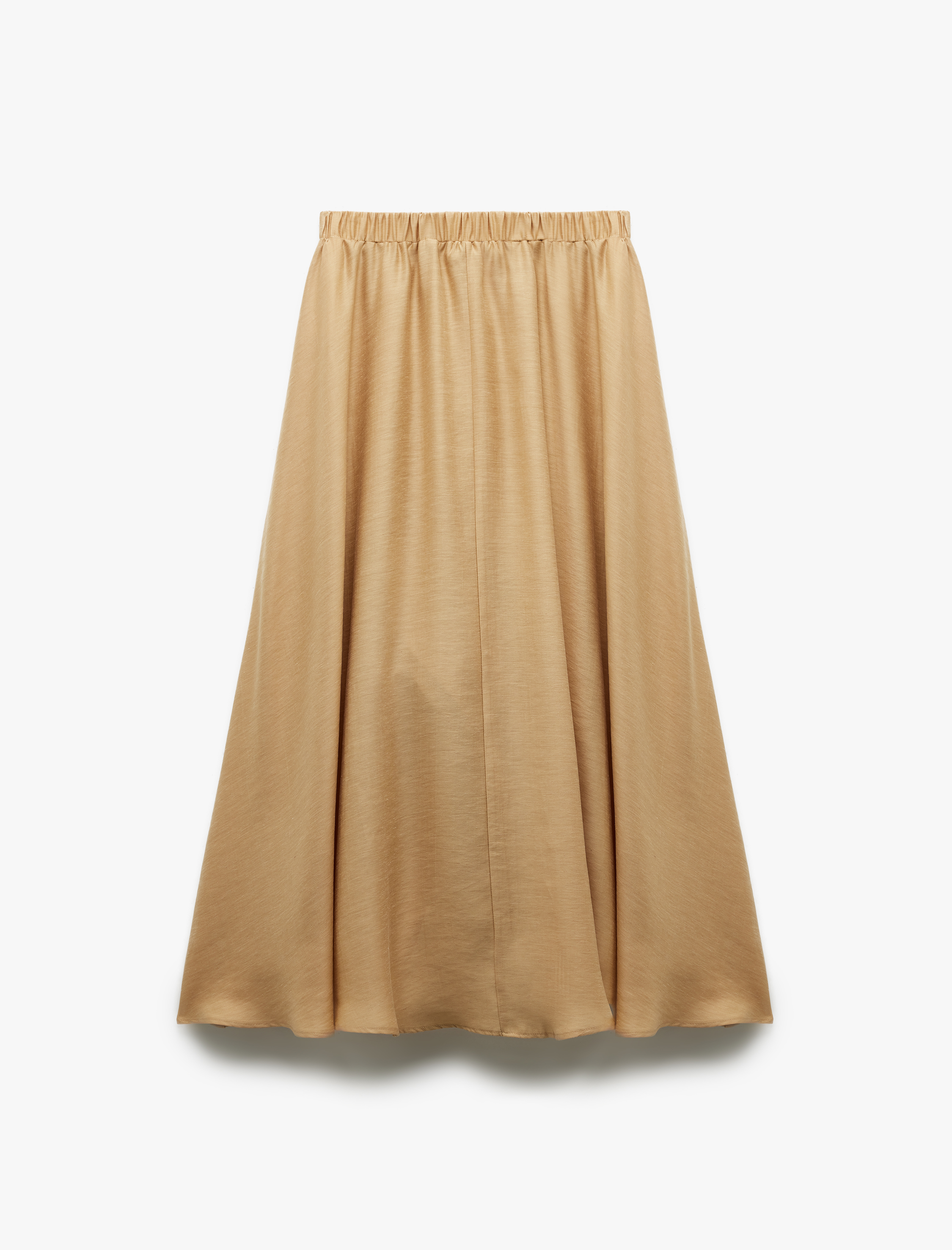   Standart Bel Bol Kesim Keten Karışımlı Midi Boy Kloş Etek