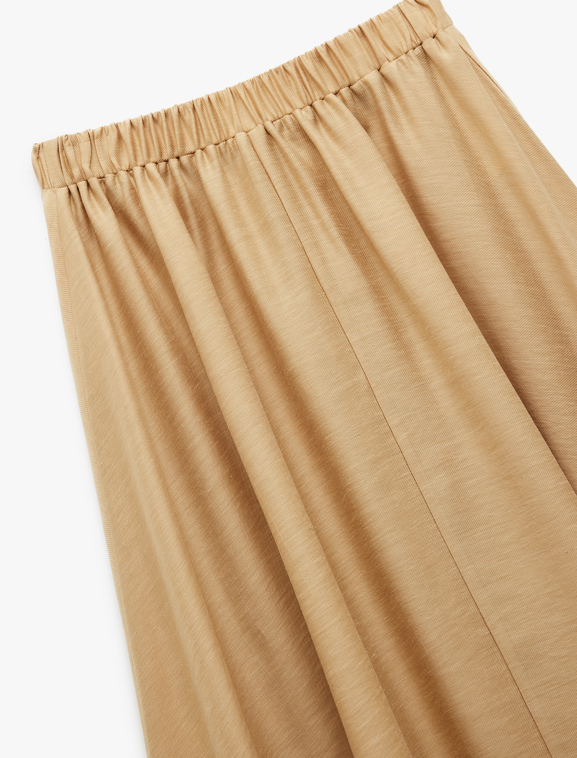   Standart Bel Bol Kesim Keten Karışımlı Midi Boy Kloş Etek