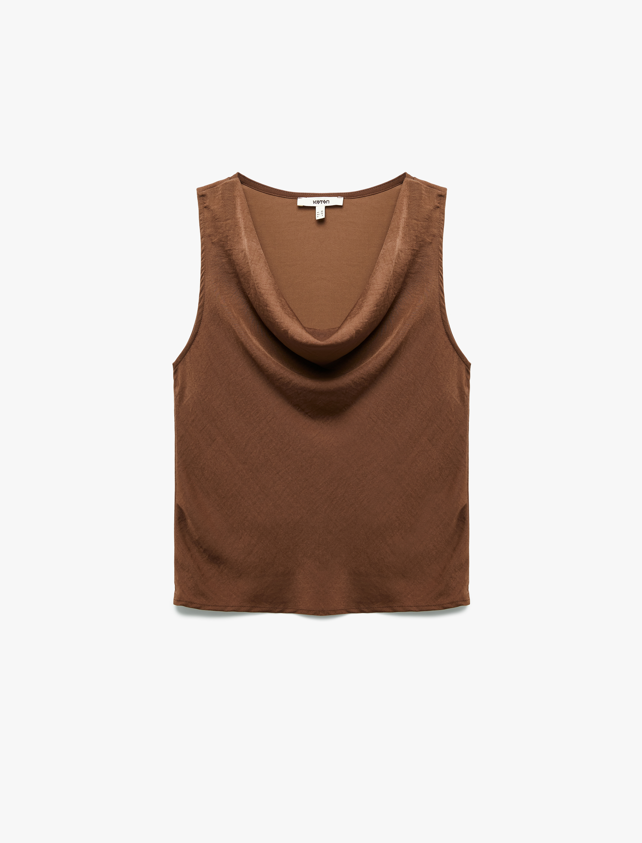 Aerobin Kumaş Kolsuz Degaje Yaka Saten Bluz