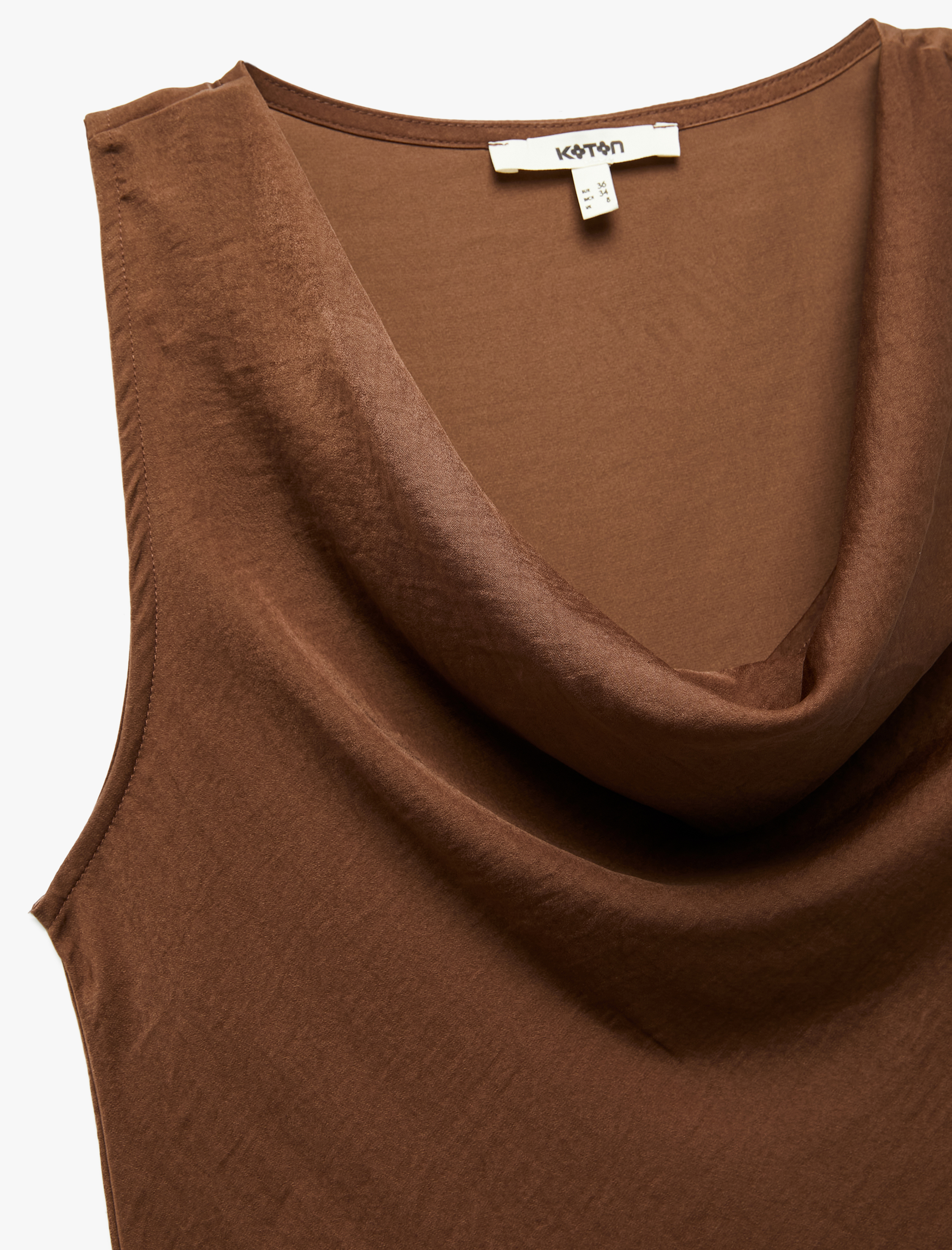 Aerobin Kumaş Kolsuz Degaje Yaka Saten Bluz