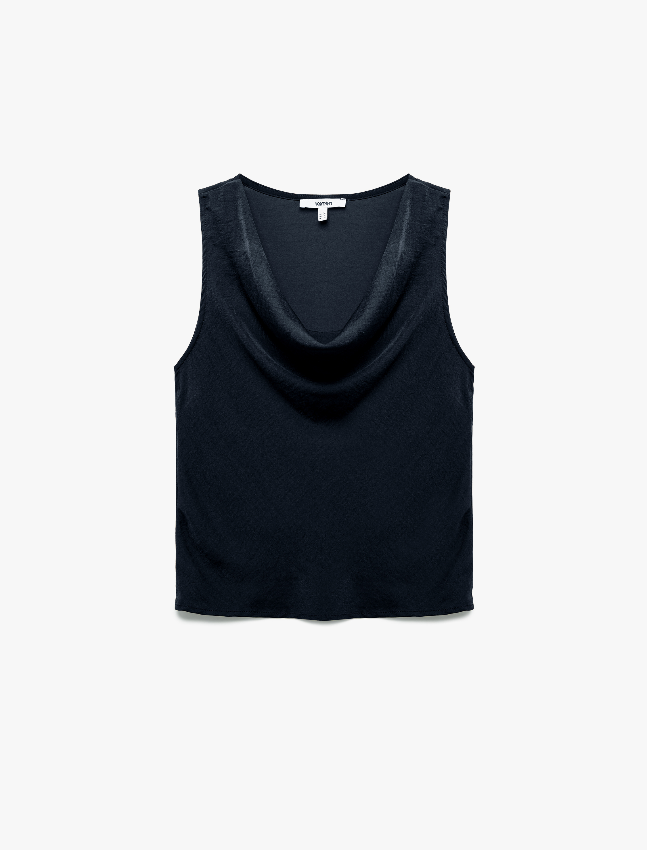   Aerobin Kumaş Kolsuz Degaje Yaka Saten Bluz