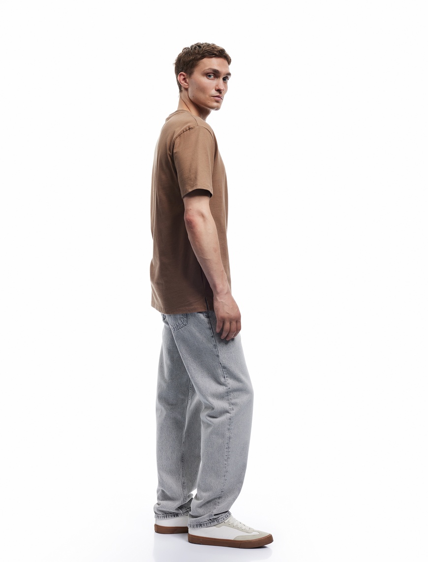   Normal Bel Pamuklu Vintage Straight Fit Jean Pantolon
