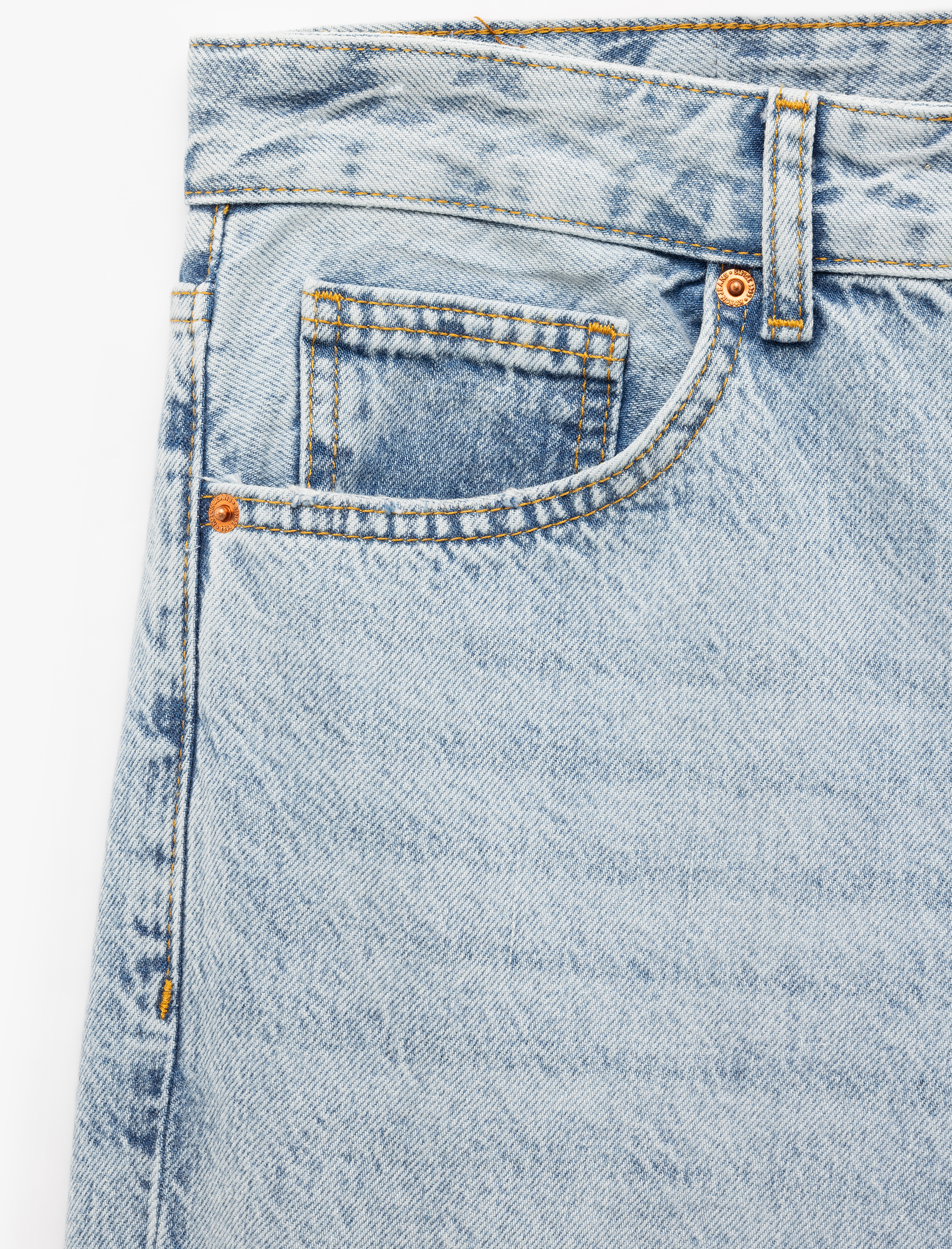   Normal Bel Pamuklu Vintage Straight Fit Jean Pantolon