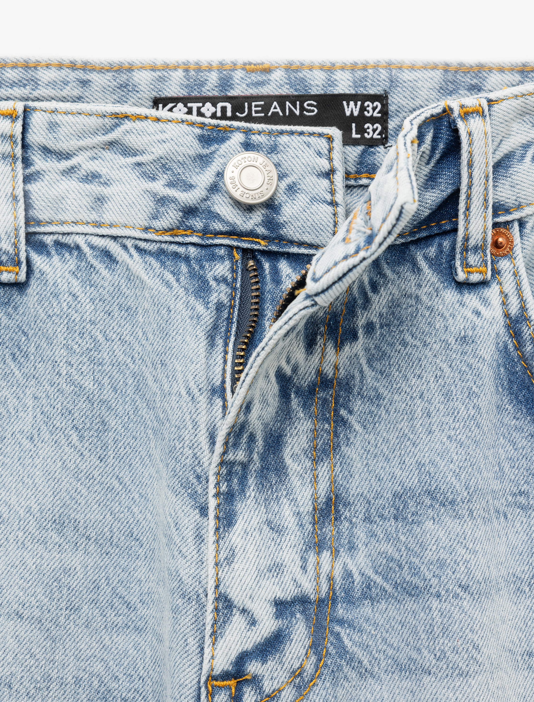   Normal Bel Pamuklu Vintage Straight Fit Jean Pantolon