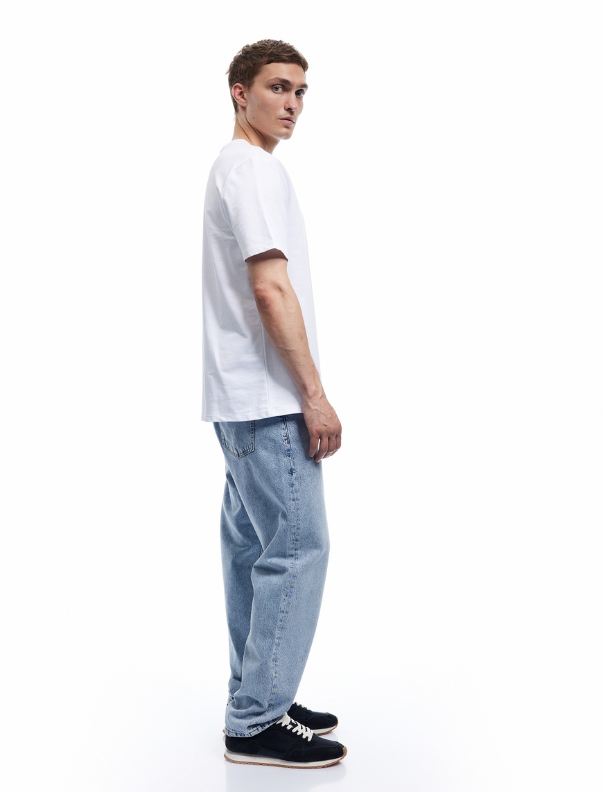   Normal Bel Pamuklu Vintage Straight Fit Jean Pantolon