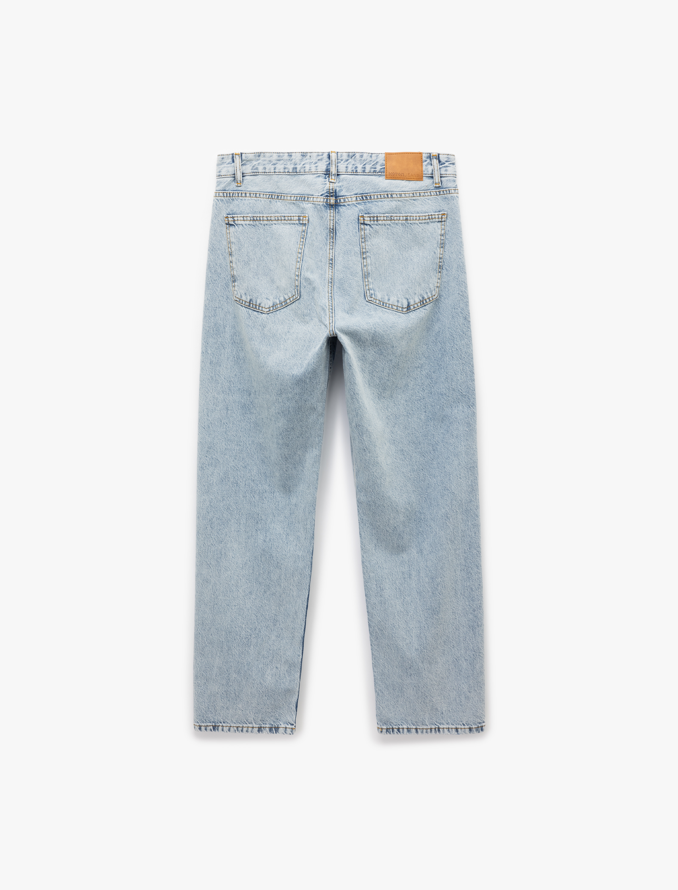   Normal Bel Pamuklu Vintage Straight Fit Jean Pantolon