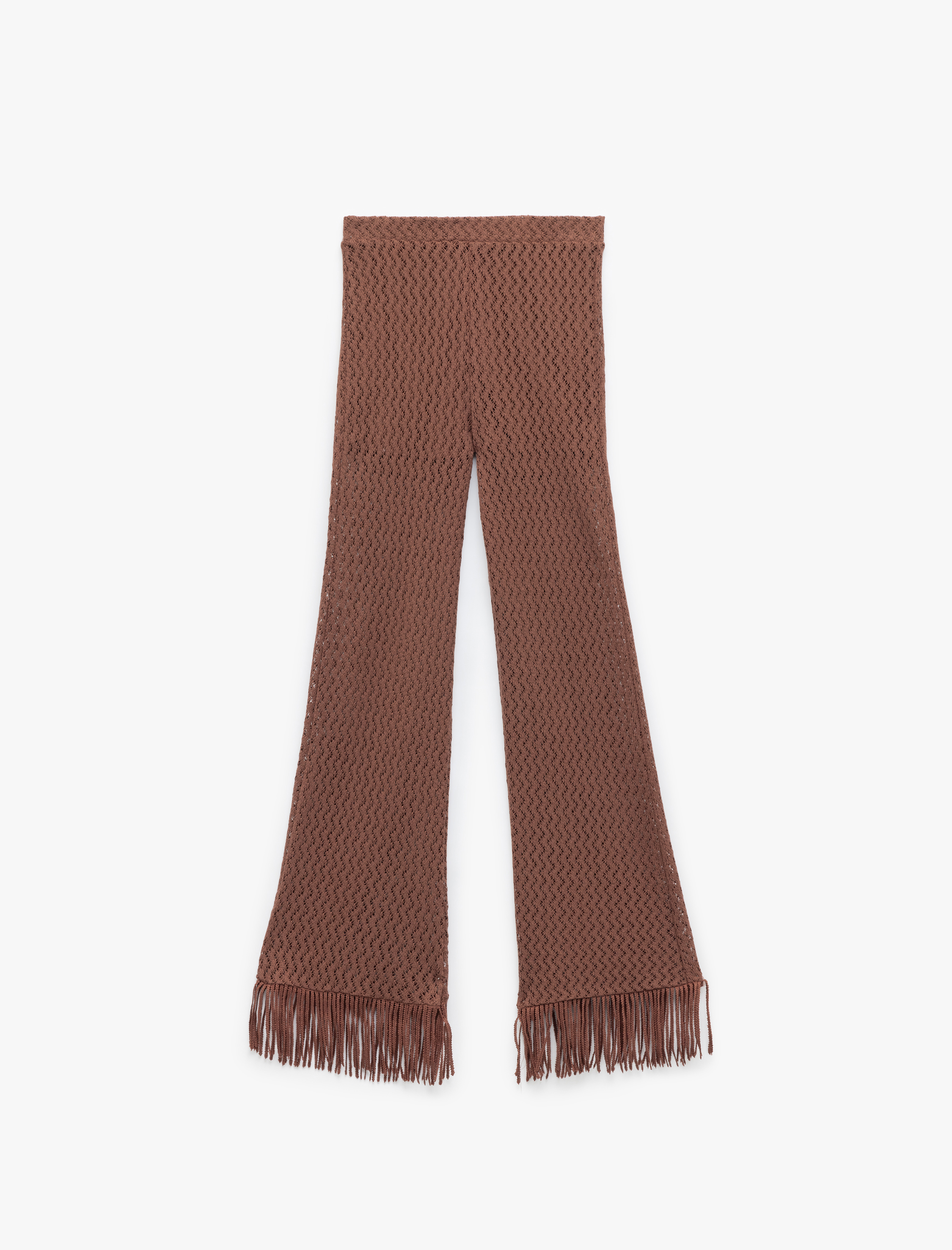   Yüksek Bel Püsküllü Pamuklu Astarlı Kroşe Pantolon