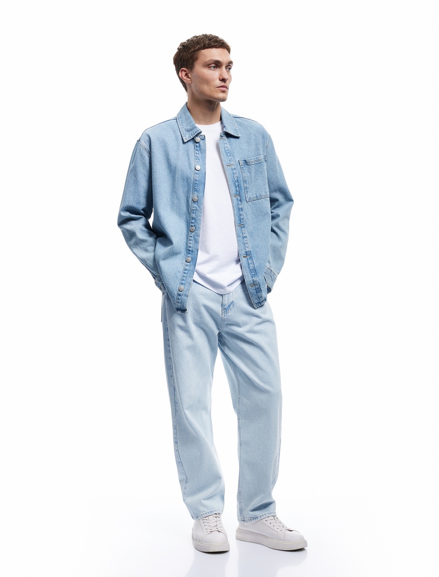  Pamuklu Cep Detaylı Bol Baggy Jean Pantolon
