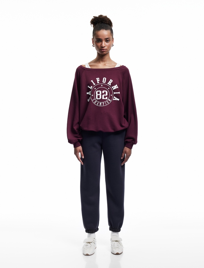  Pamuklu Şardonlu Cepli Beli Bağcıklı Oversize Jogger Eşofman Altı