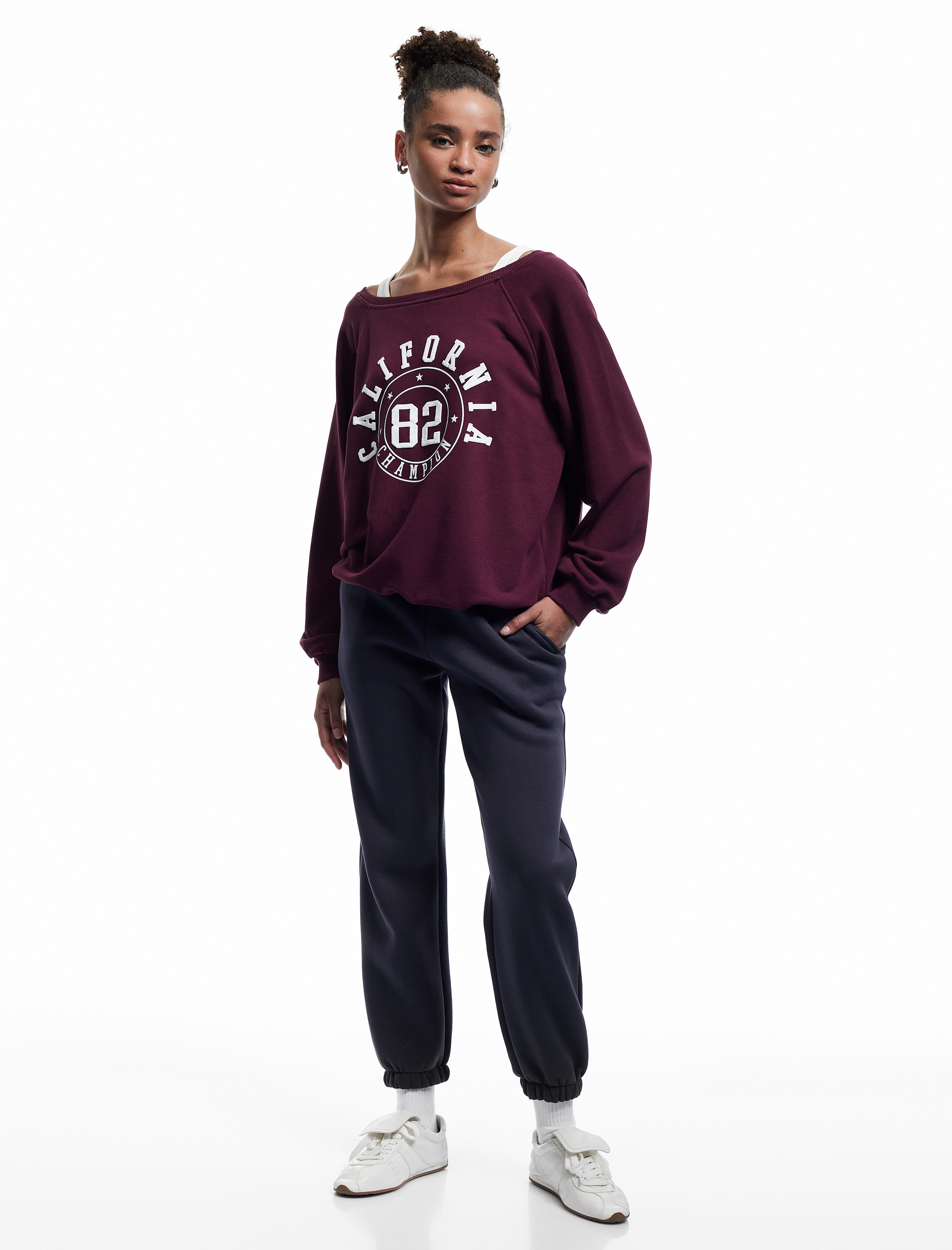   Pamuklu Şardonlu Cepli Beli Bağcıklı Oversize Jogger Eşofman Altı