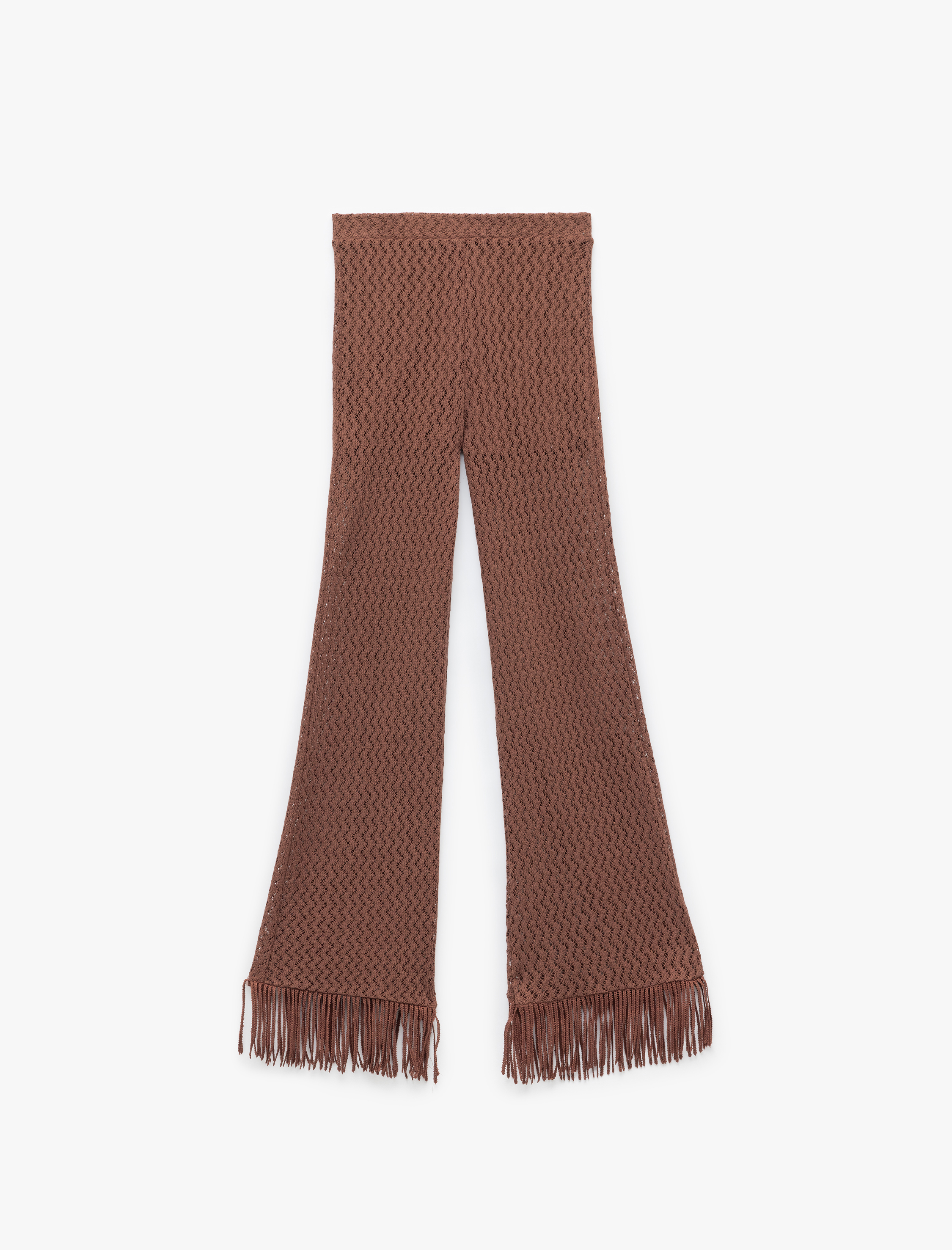   Yüksek Bel Püsküllü Pamuklu Astarlı Kroşe Pantolon