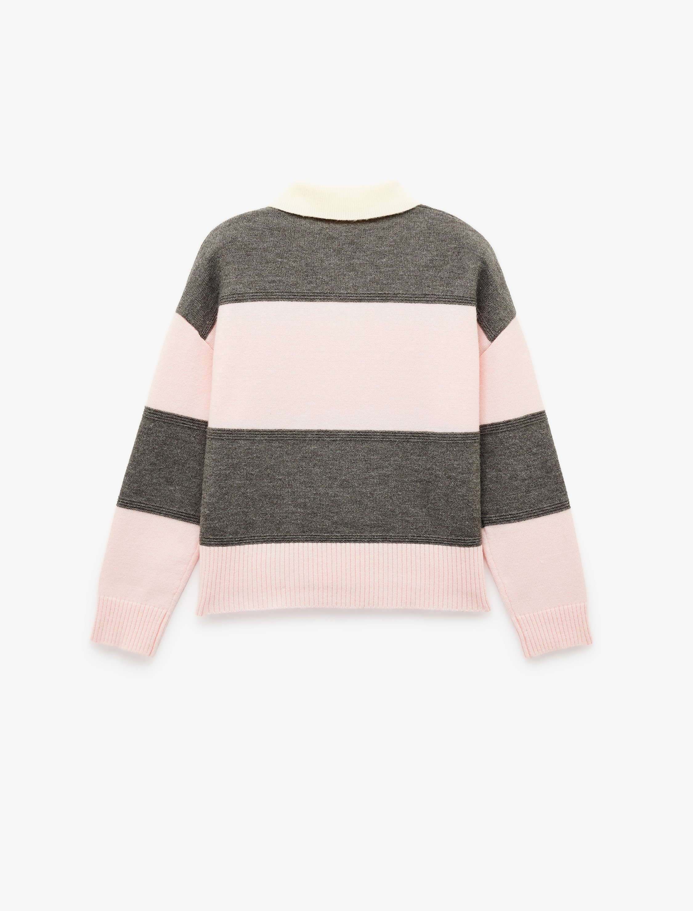   Polo Yaka Çizgili Triko Kazak