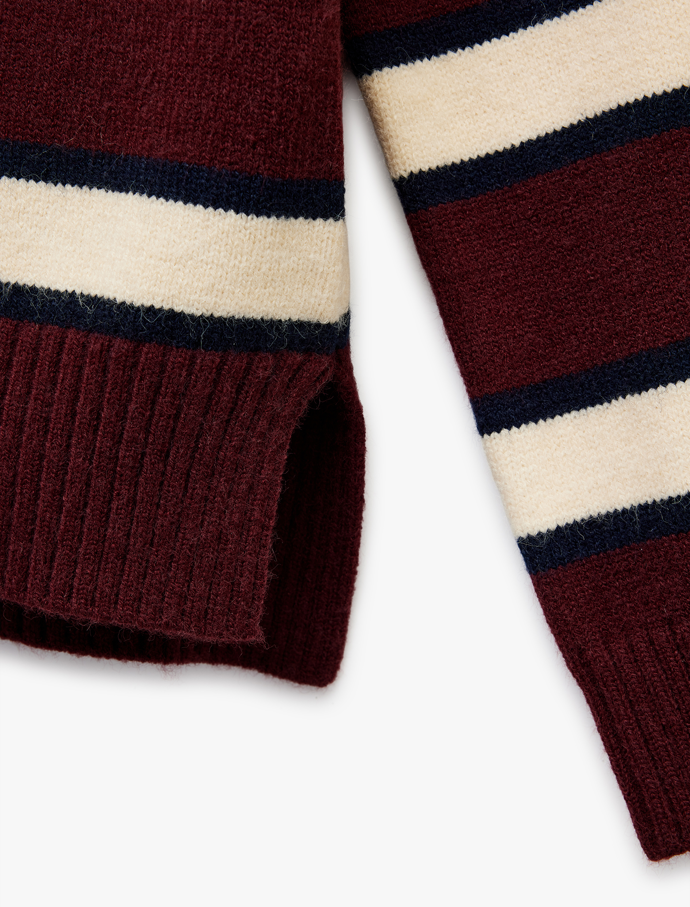   Polo Yaka Çizgili Triko Kazak