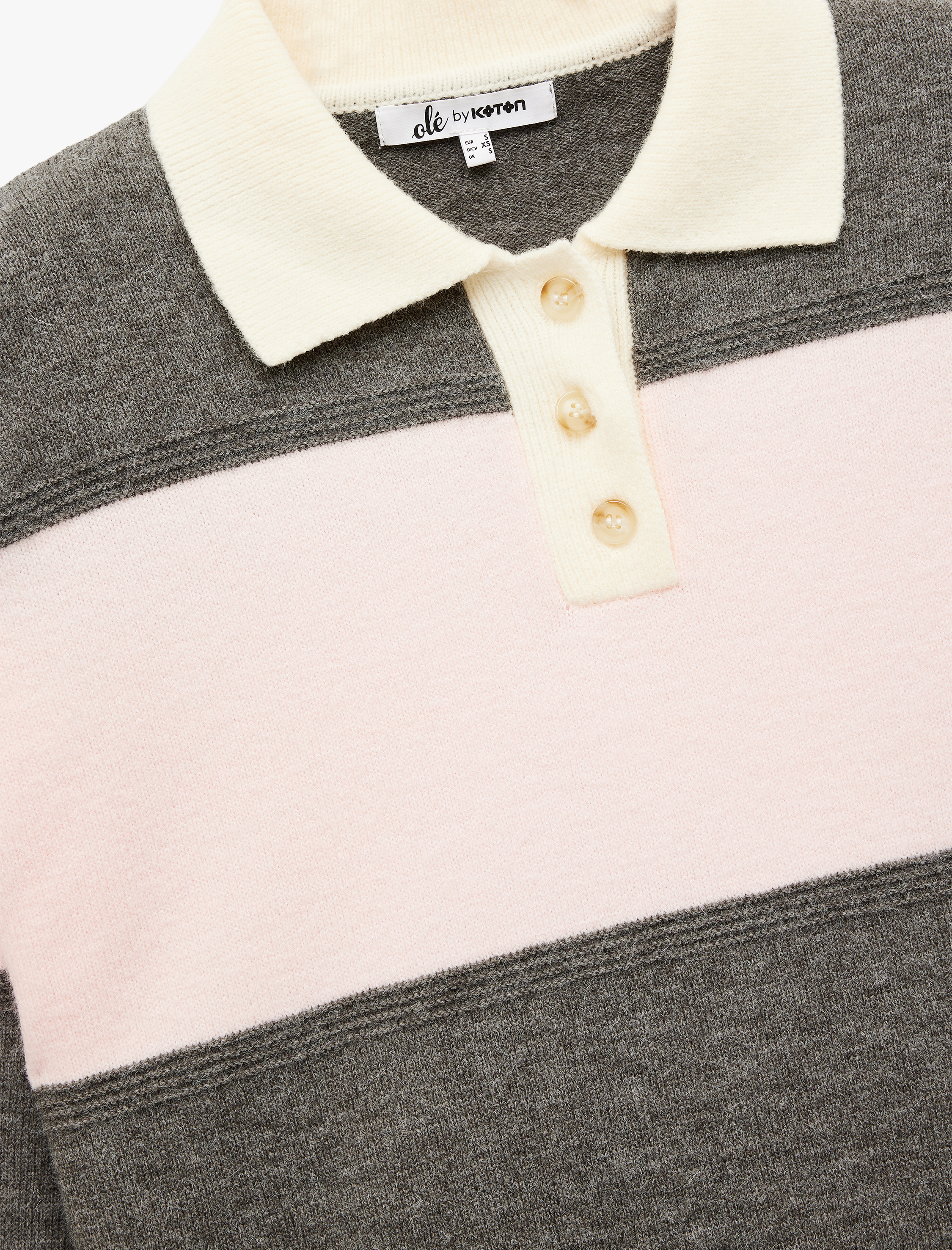   Polo Yaka Çizgili Triko Kazak