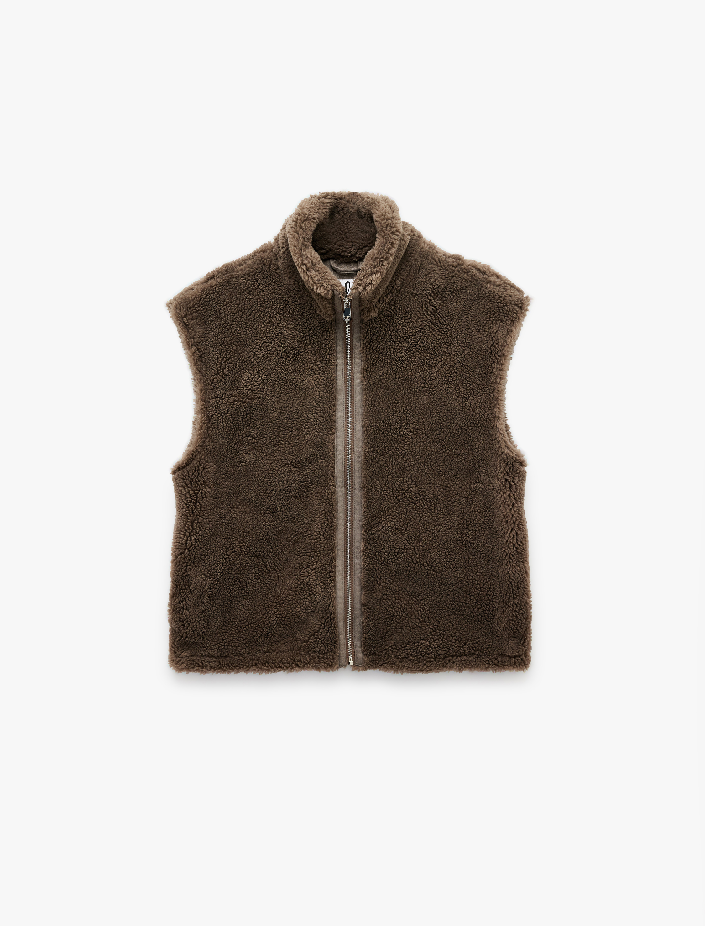   Fermuarlı Uzun Şal Yaka Peluş Yelek