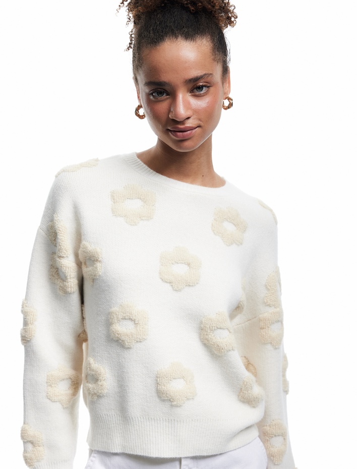  Uzun Kollu Bisiklet Yaka Jakarlı Triko Kazak