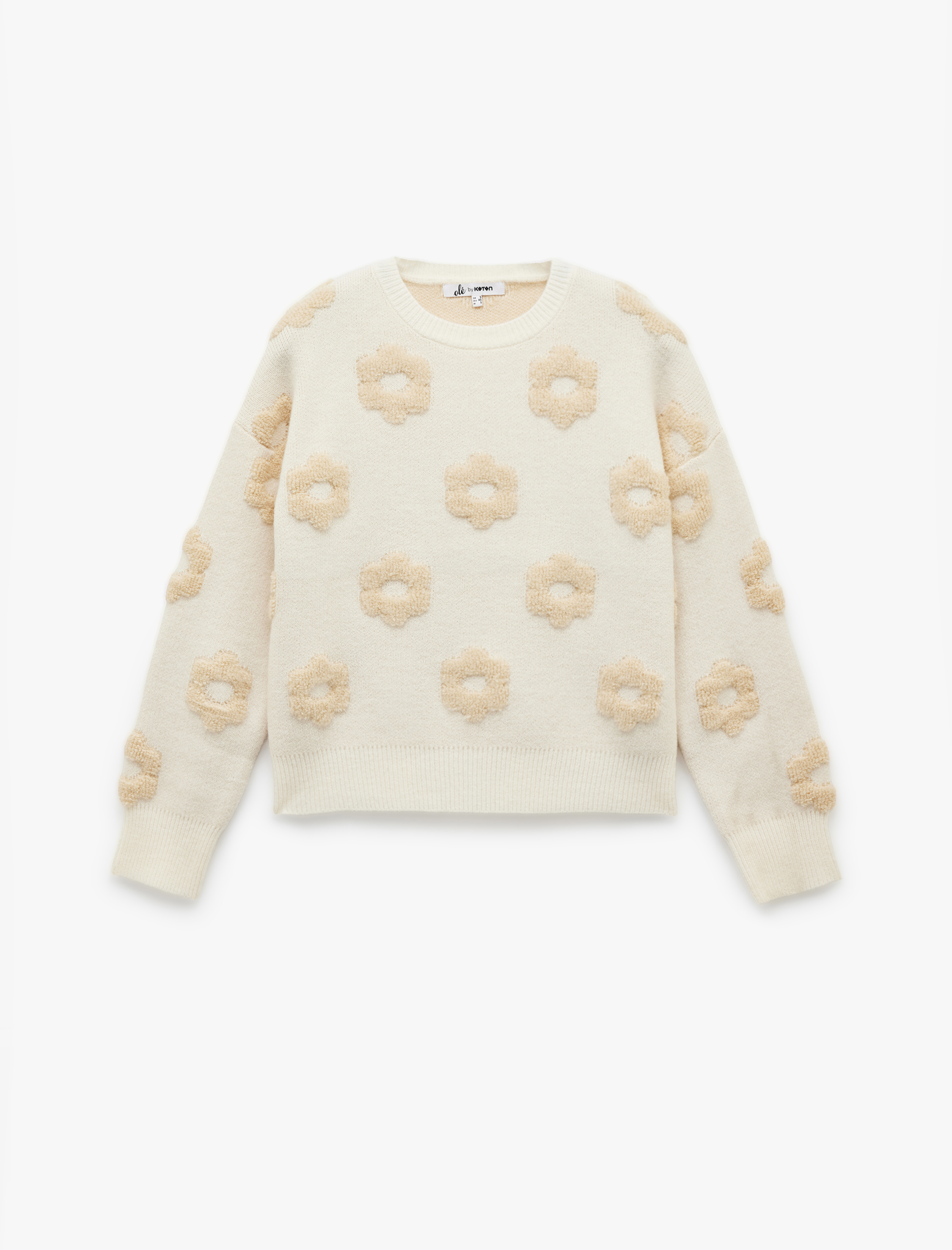   Uzun Kollu Bisiklet Yaka Jakarlı Triko Kazak