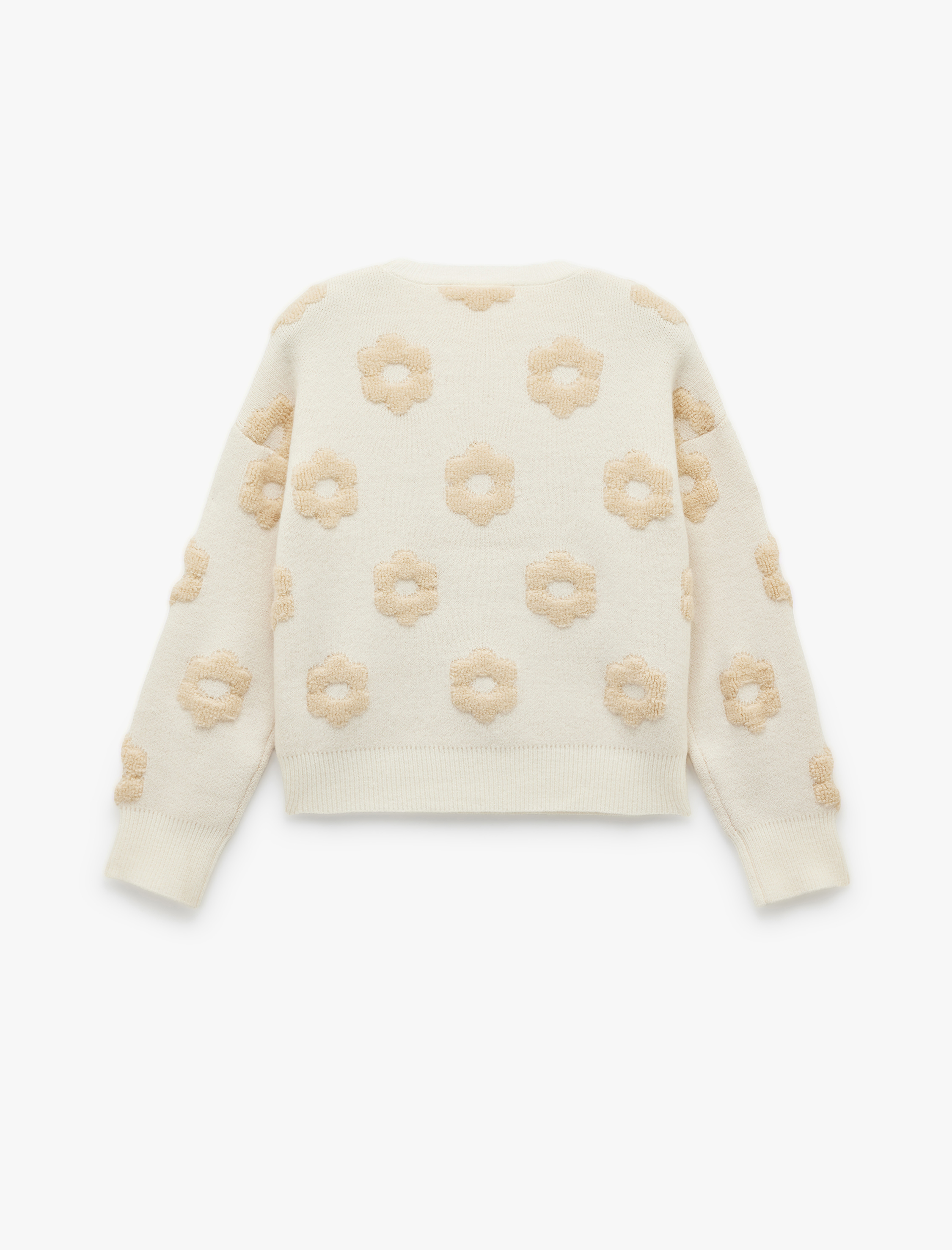   Uzun Kollu Bisiklet Yaka Jakarlı Triko Kazak