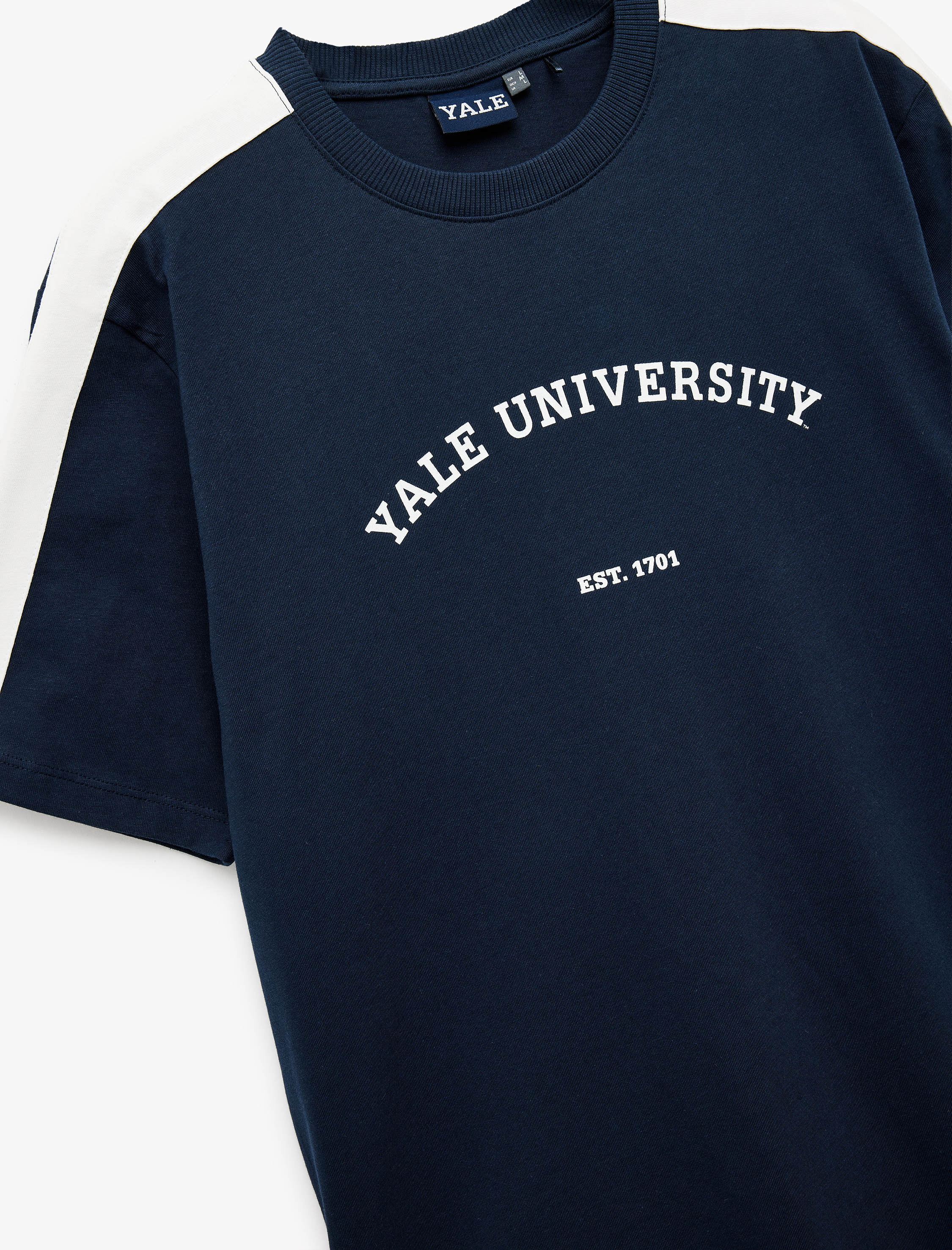   Kısa Kollu Bisiklet Yaka Regular Fit Renk Kontrastlı Pamuklu Baskılı Lisanslı Yale Tişört