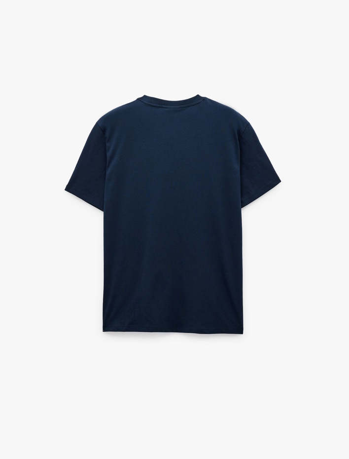  Kısa Kollu Bisiklet Yaka Regular Fit Renk Kontrastlı Pamuklu Baskılı Lisanslı Yale Tişört