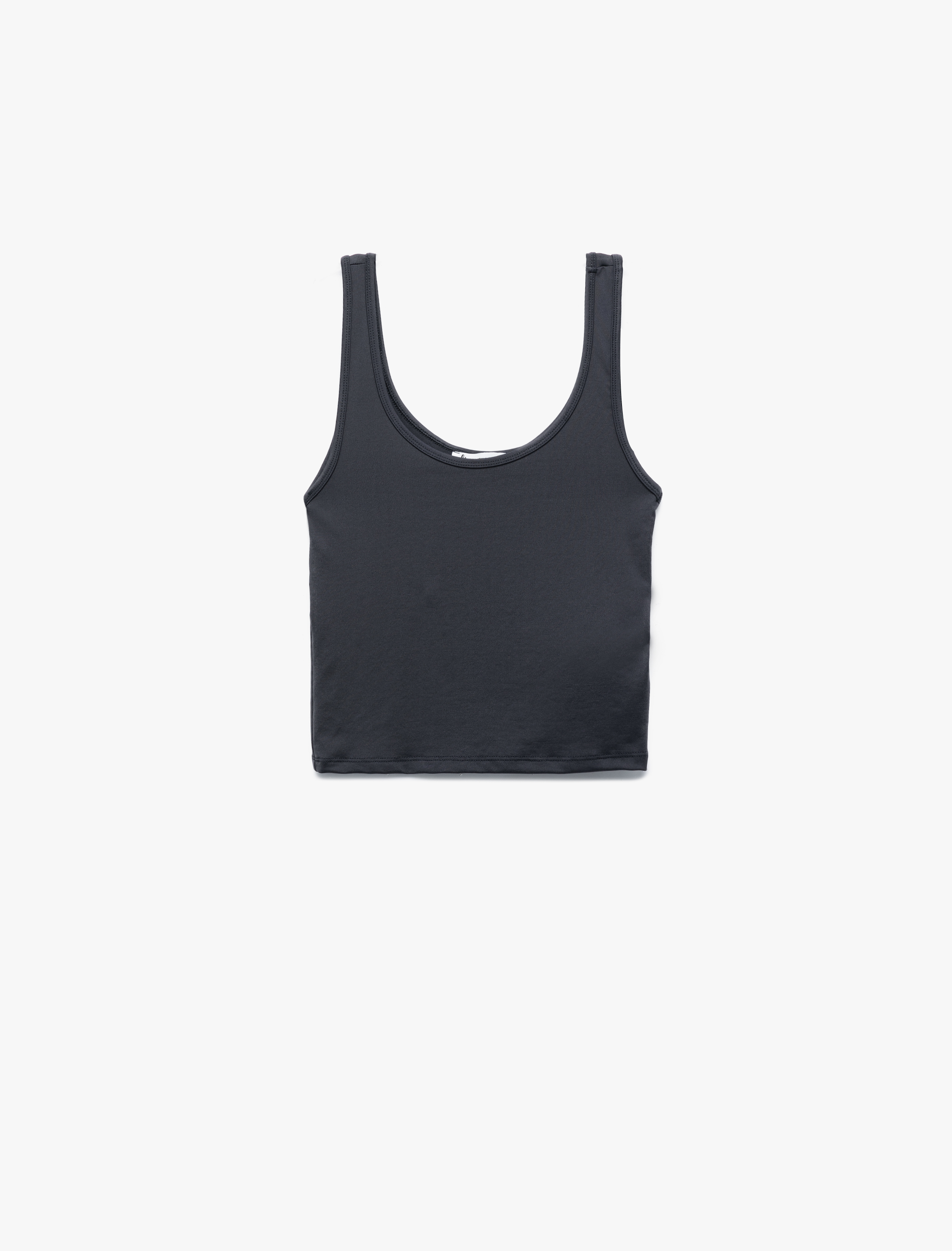   U Yaka Slim Fit Kolsuz Basic Crop Bluz