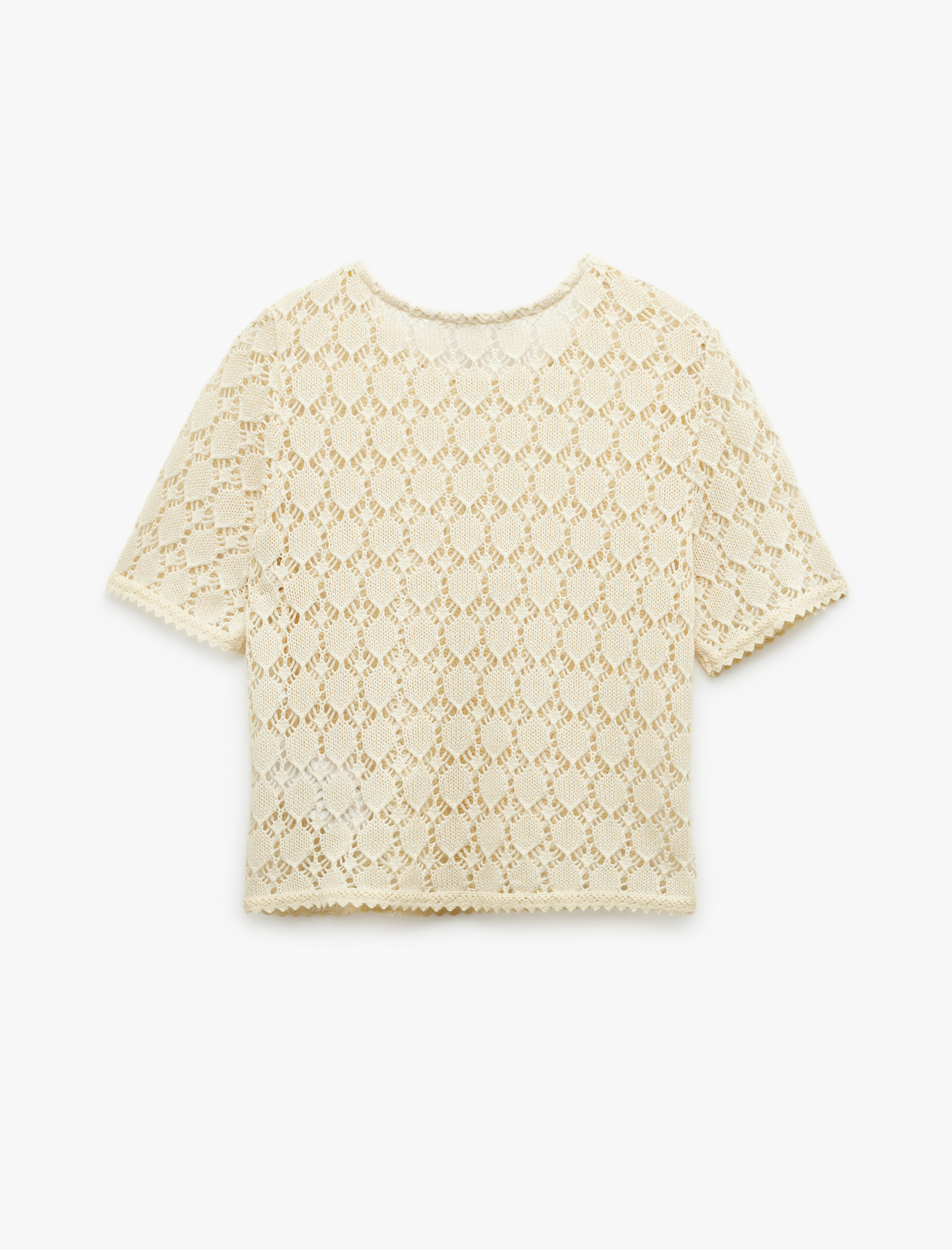   Kroşe Kısa Kollu Bisiklet Yaka Tişört