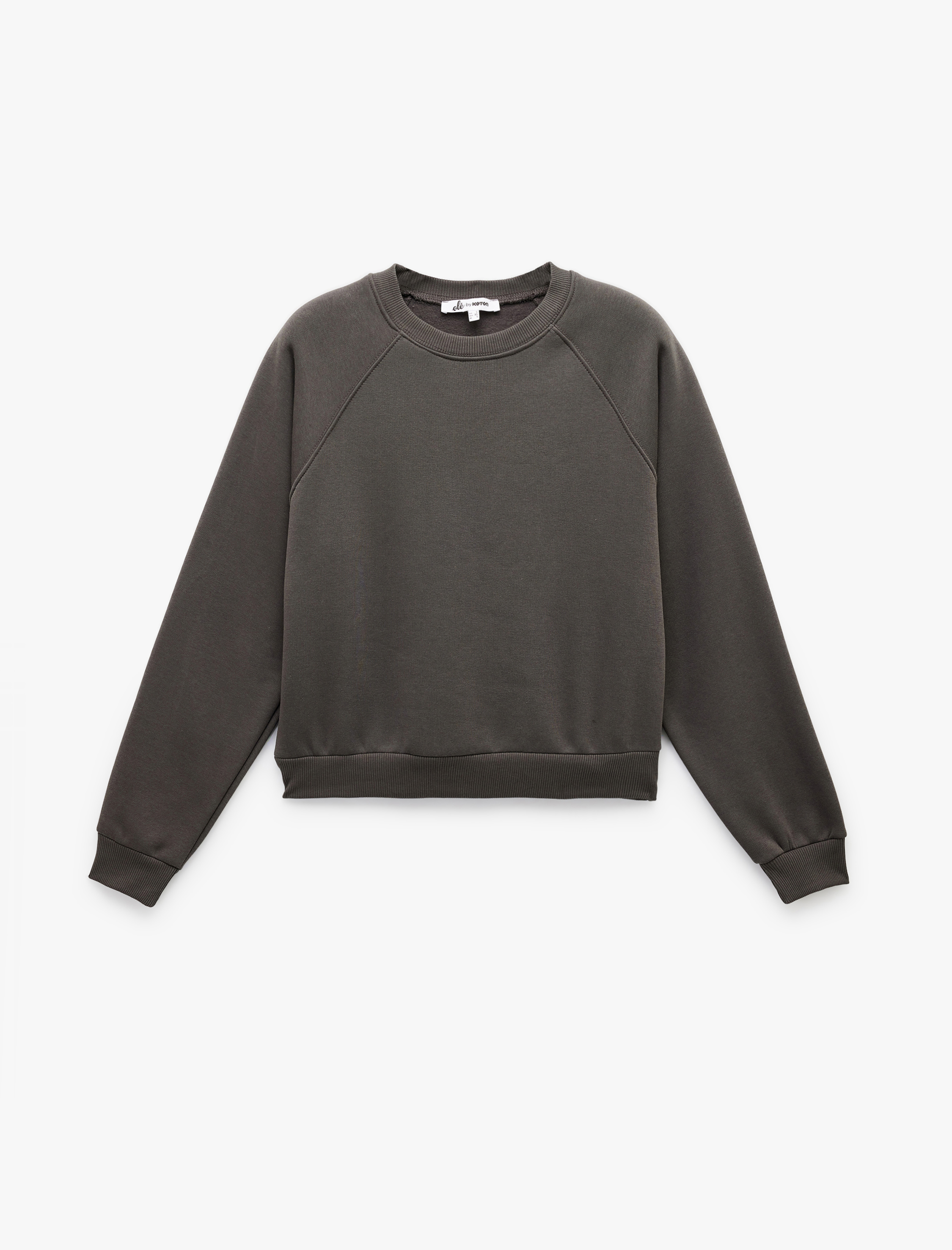   Pamuklu Bisiklet Yaka Şardonlu Sweatshirt