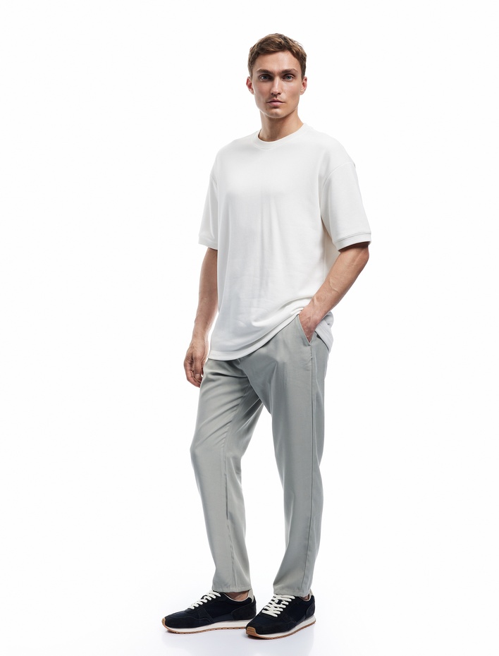  Cep Detaylı Viskon Beli Bağcıklı Pantolon