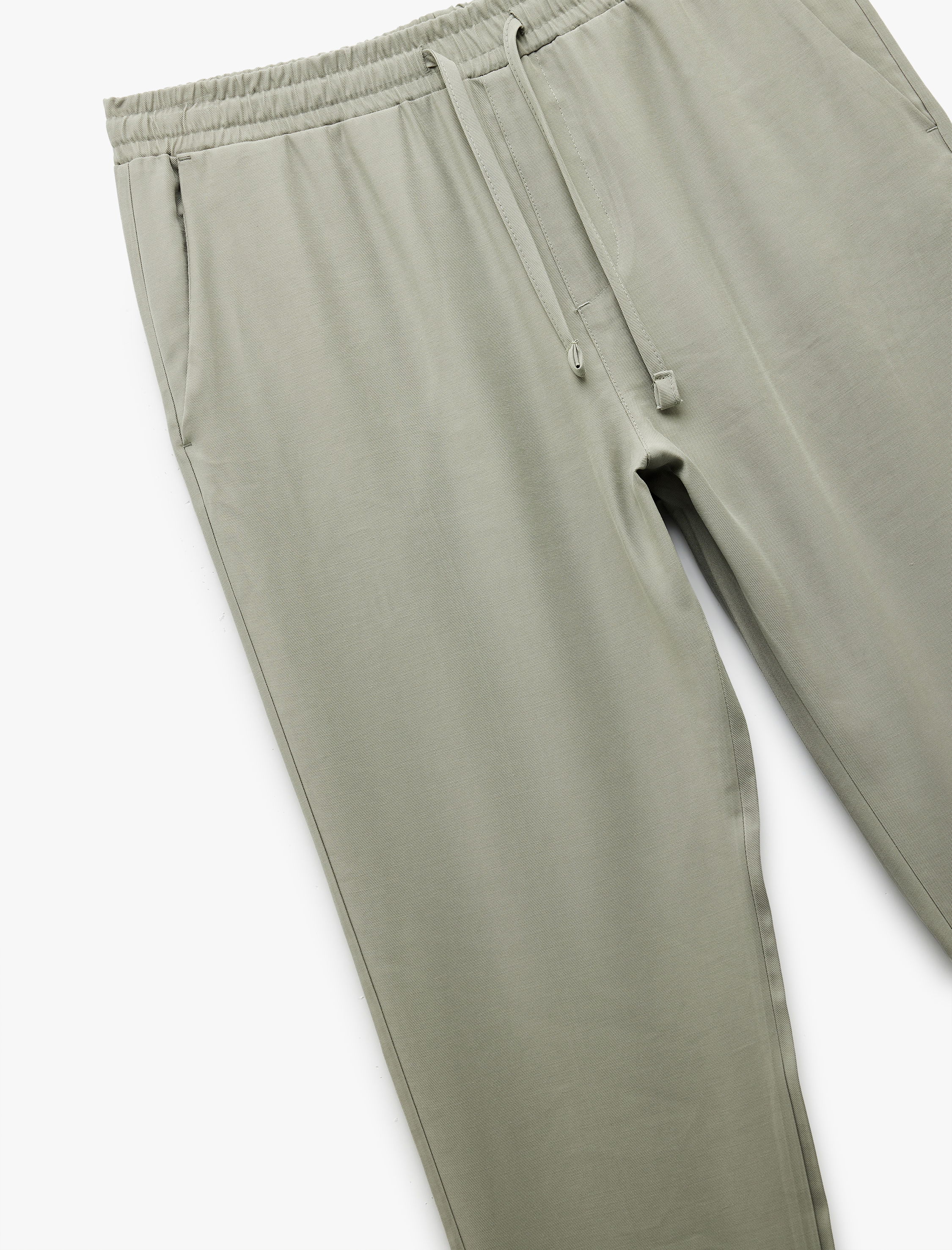   Cep Detaylı Viskon Beli Bağcıklı Pantolon