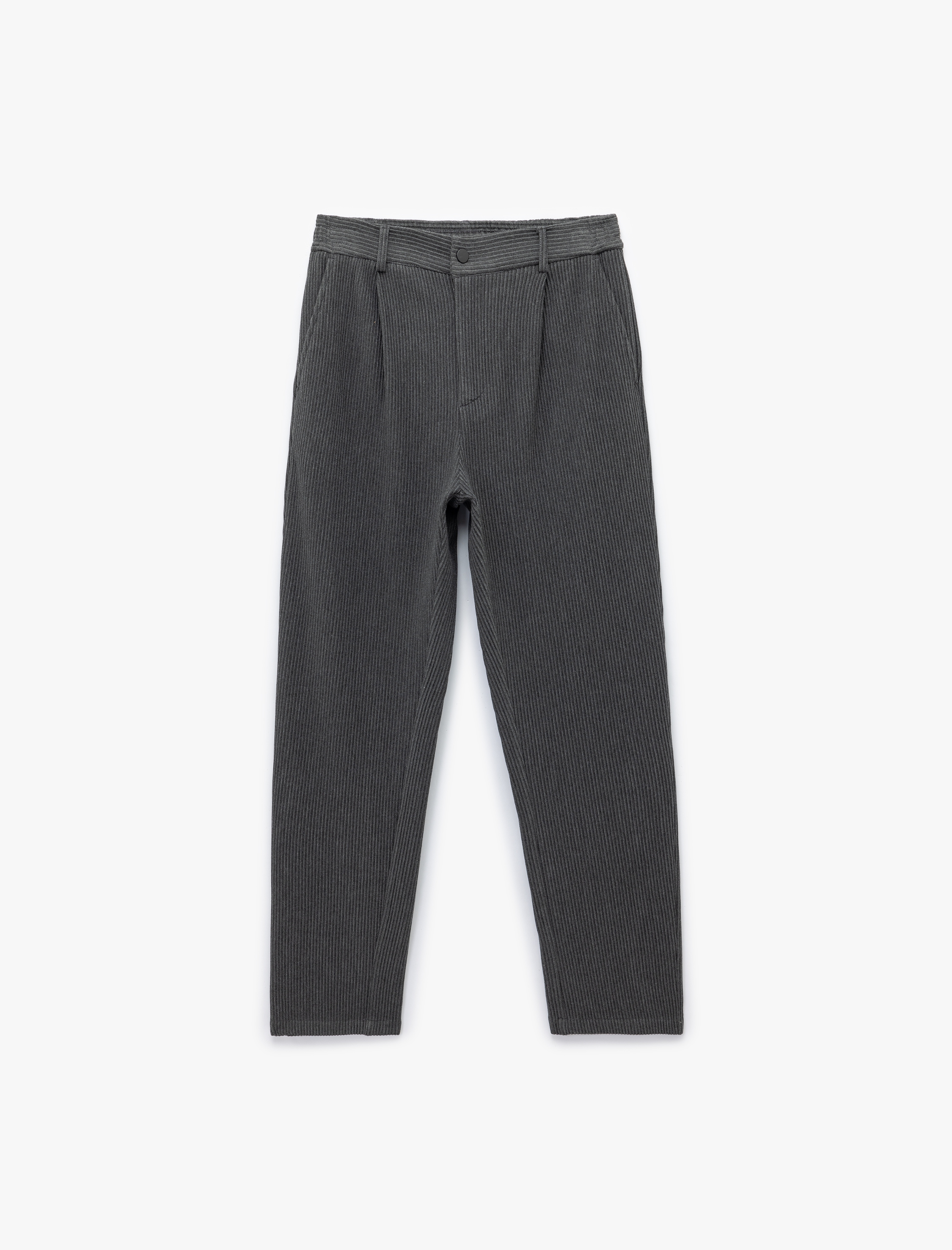   Normal Bel Cep Detaylı Düğmeli Fitilli Chino Pantolon