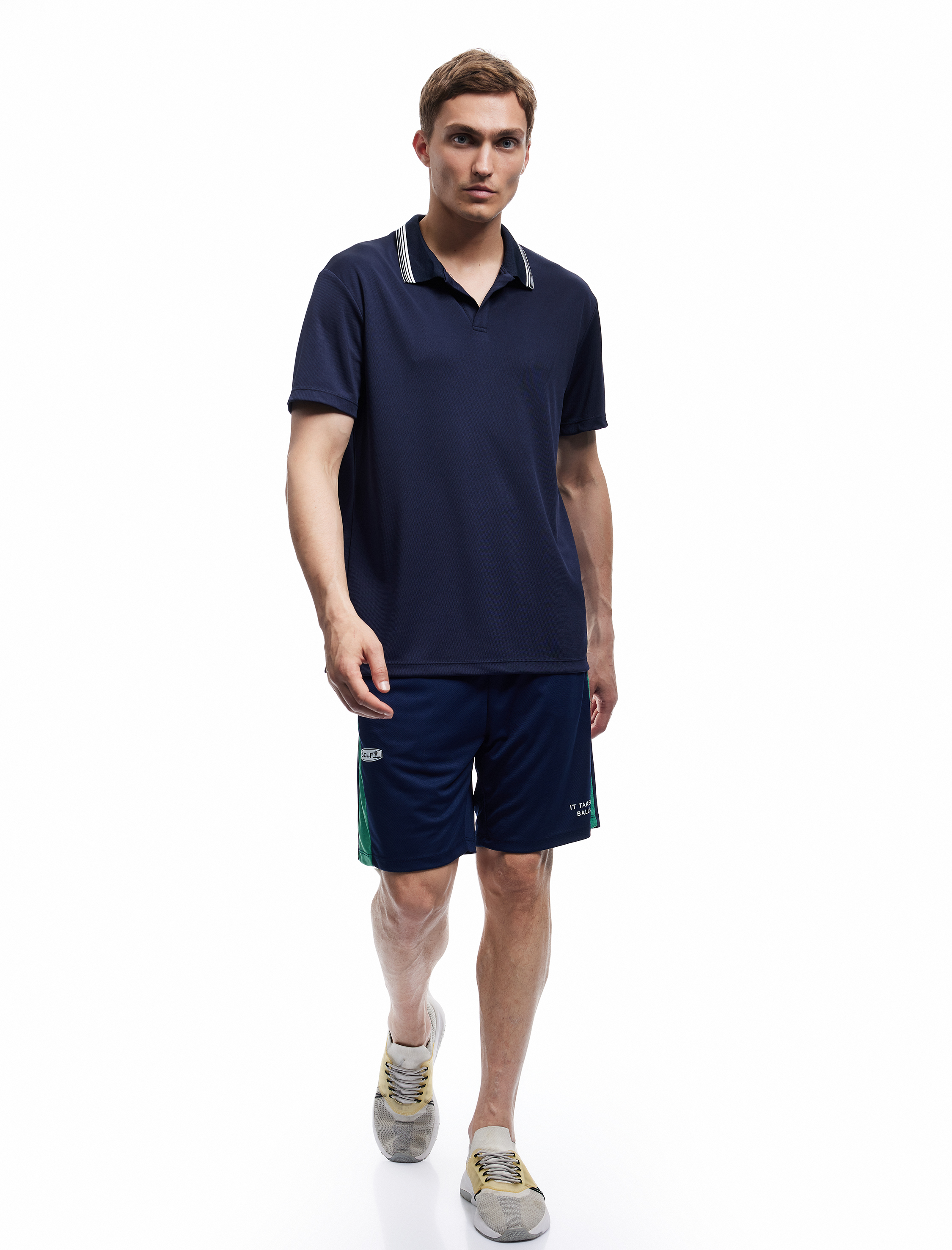   Kısa Kollu Çizgi Detaylı Oversize Polo Yaka Spor Tişört