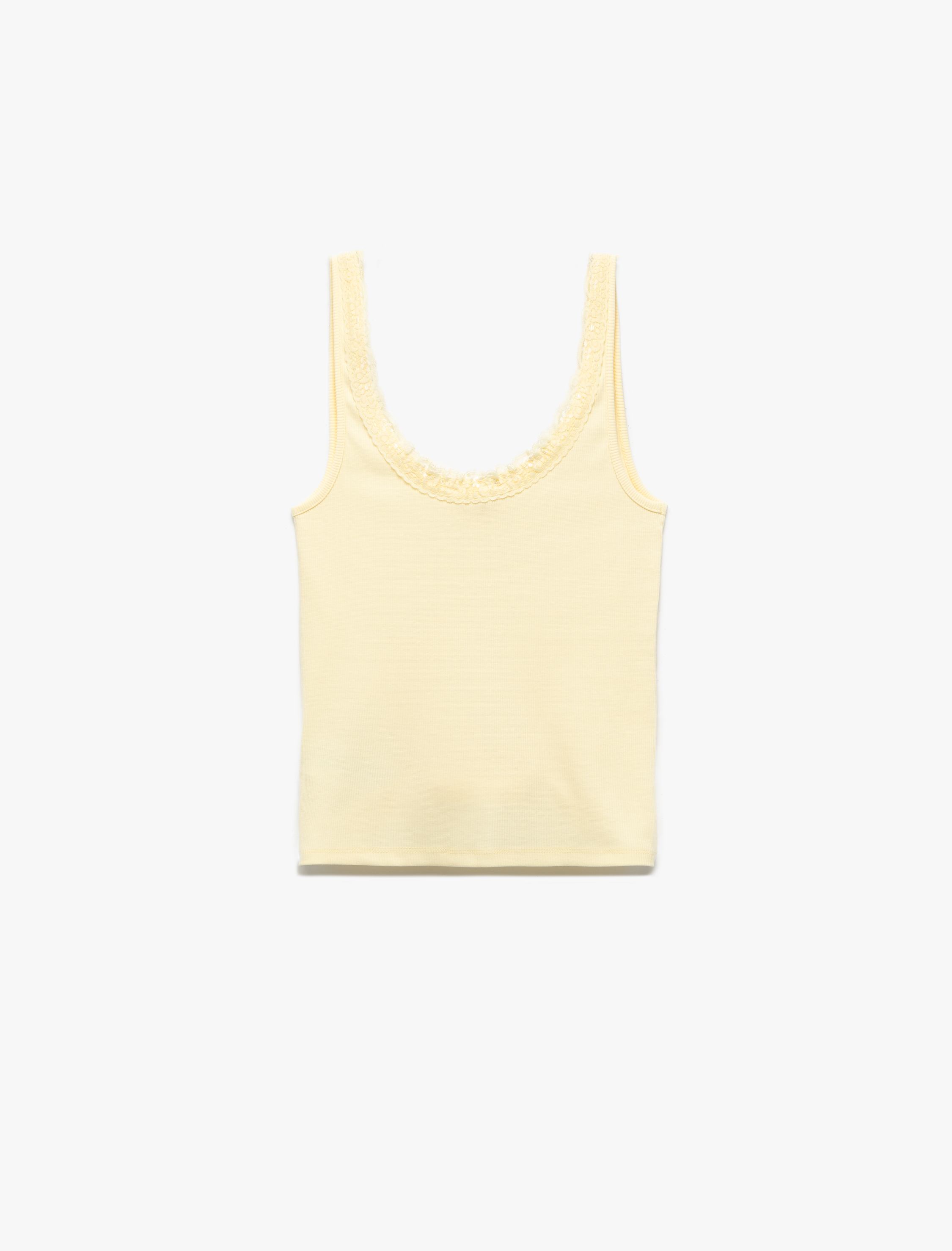   Pamuklu Slim Fit U Yaka Dantelli Fiyonk Detaylı Atlet