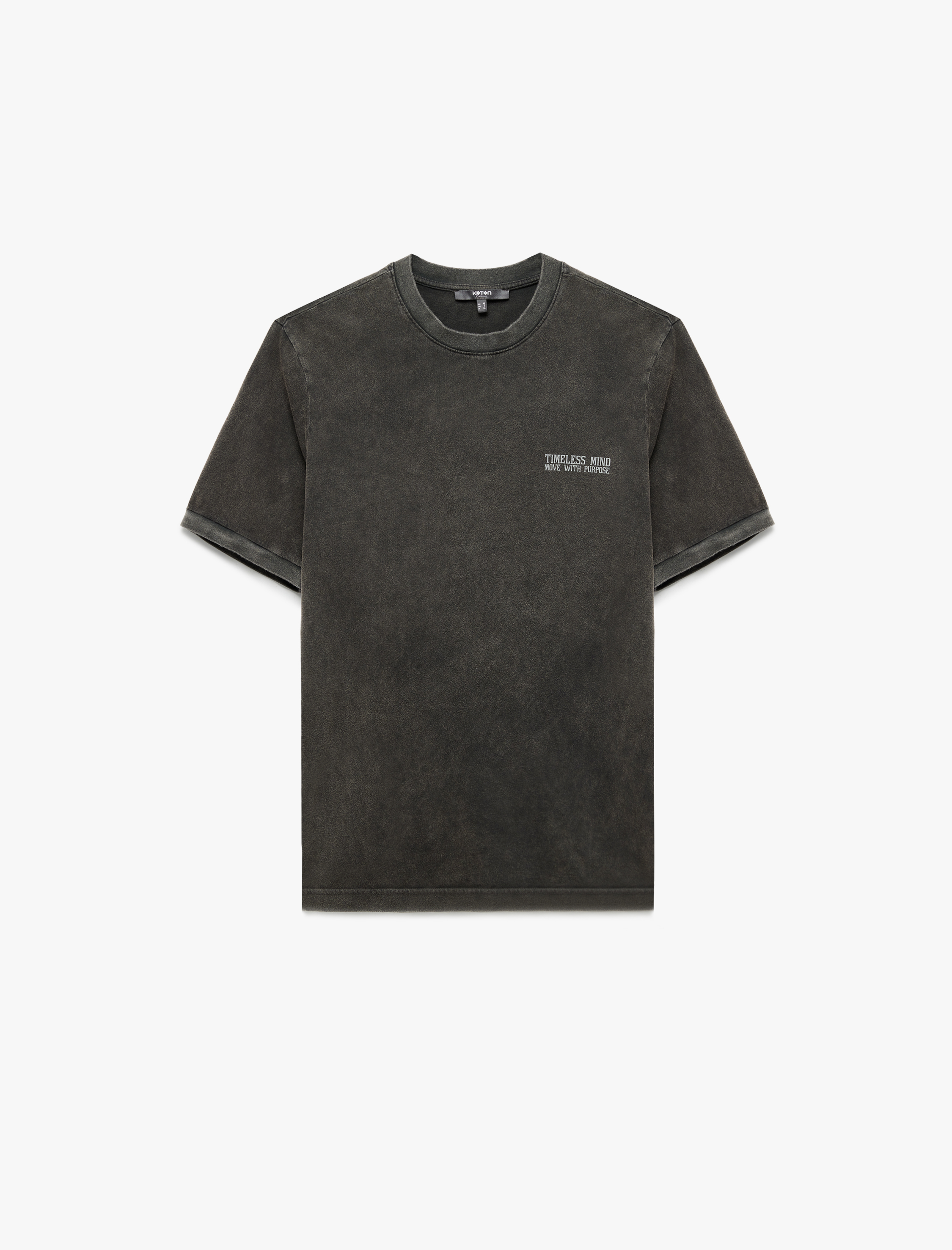   Pamuklu Kısa Kollu Regular Fit Bisiklet Yaka Yıkamalı Arkası Baskılı Tişört