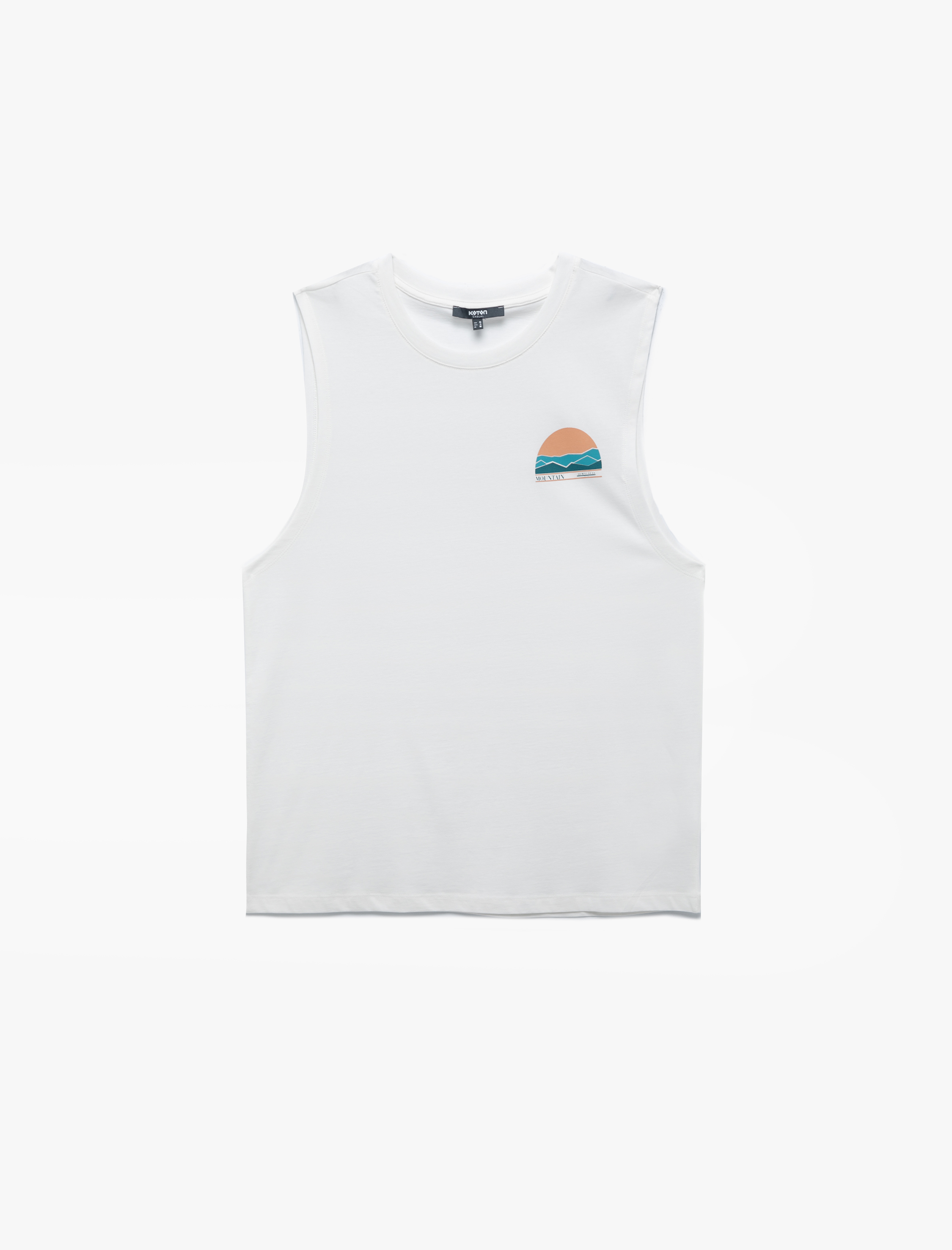   Pamuklu Kolsuz Bisiklet Yaka Baskılı Atlet