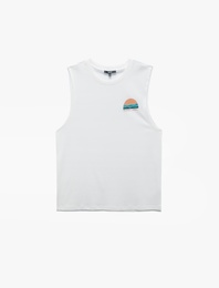 Pamuklu Kolsuz Bisiklet Yaka Baskılı Atlet