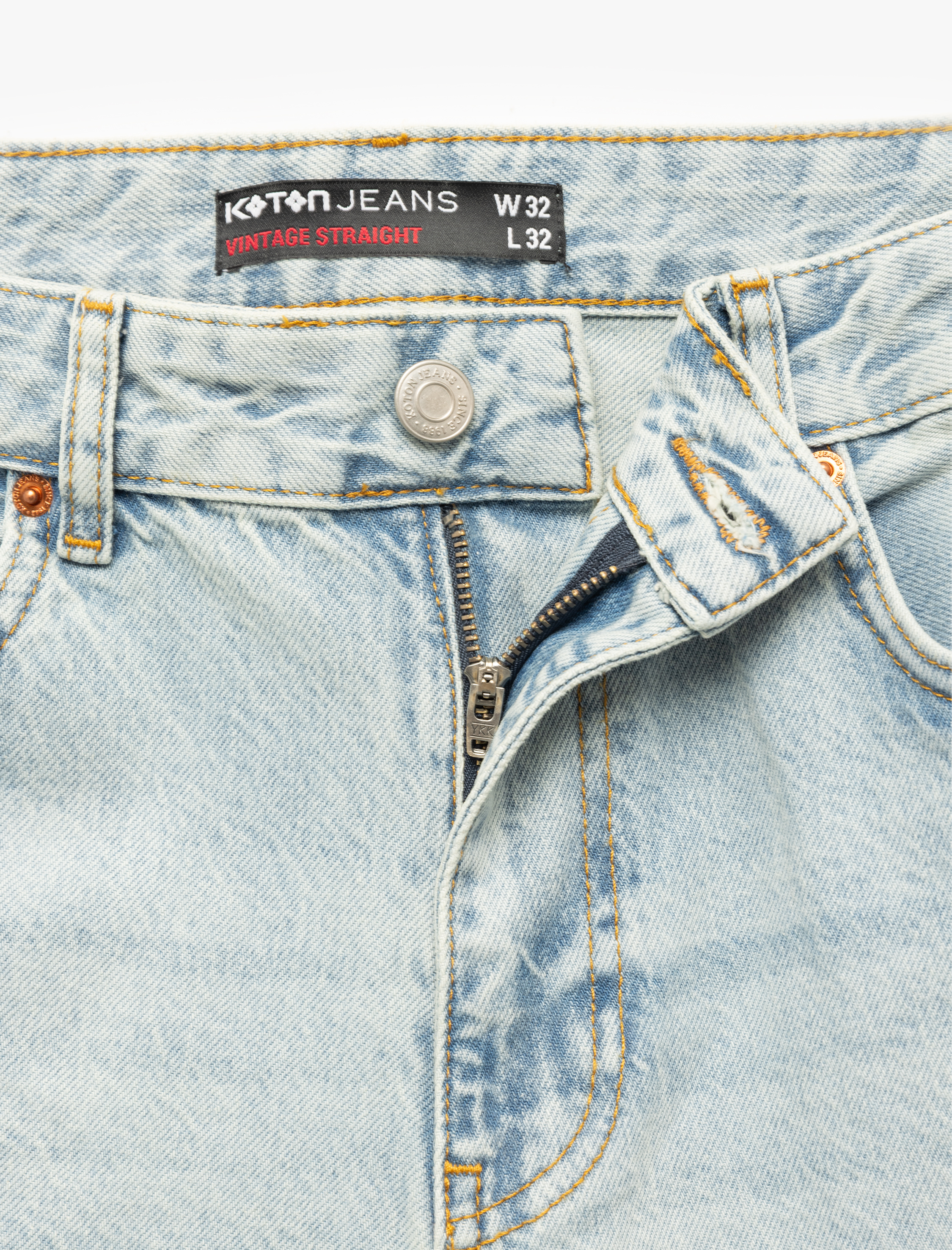   Normal Bel Pamuklu Vintage Straight Fit Jean Pantolon