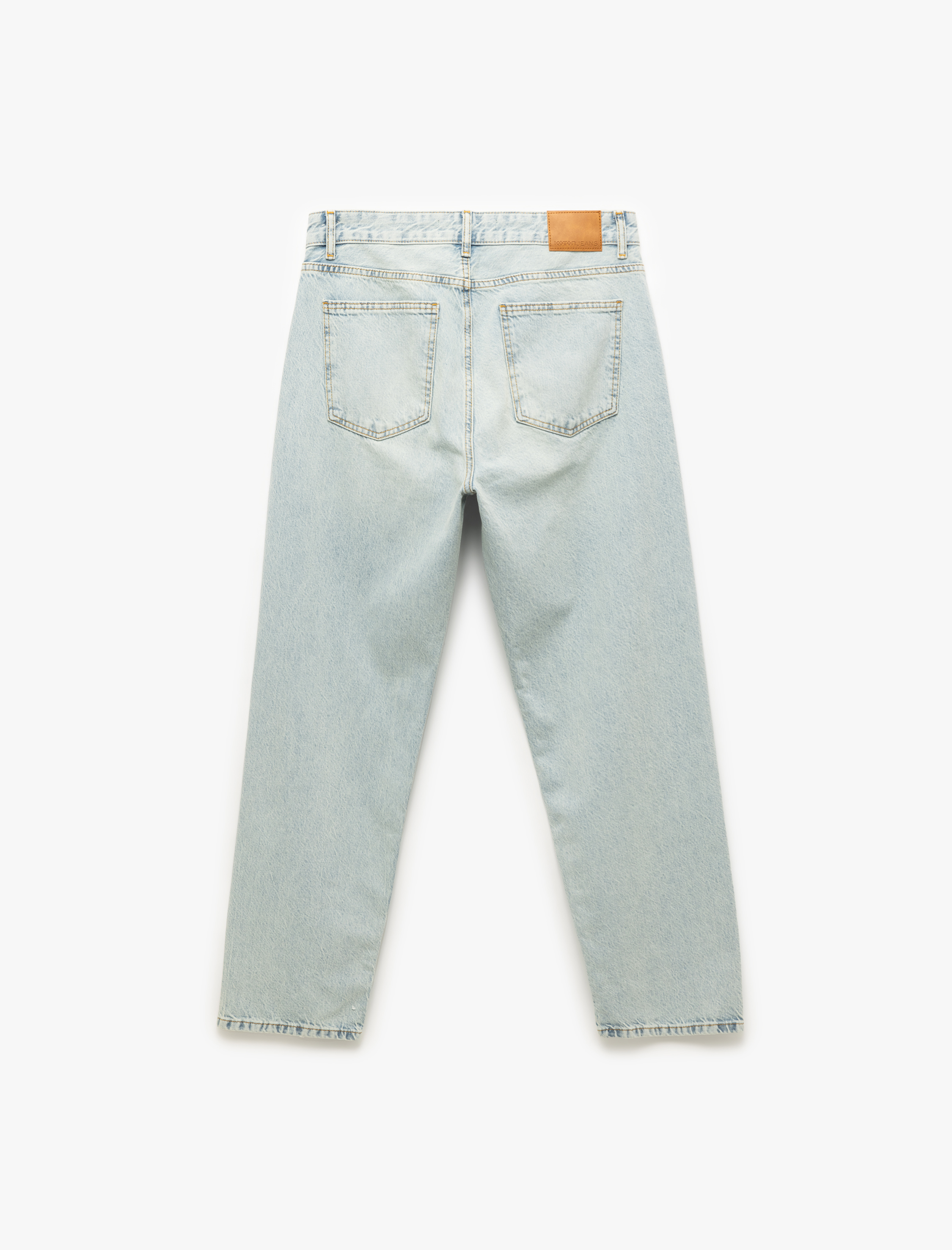   Normal Bel Pamuklu Vintage Straight Fit Jean Pantolon