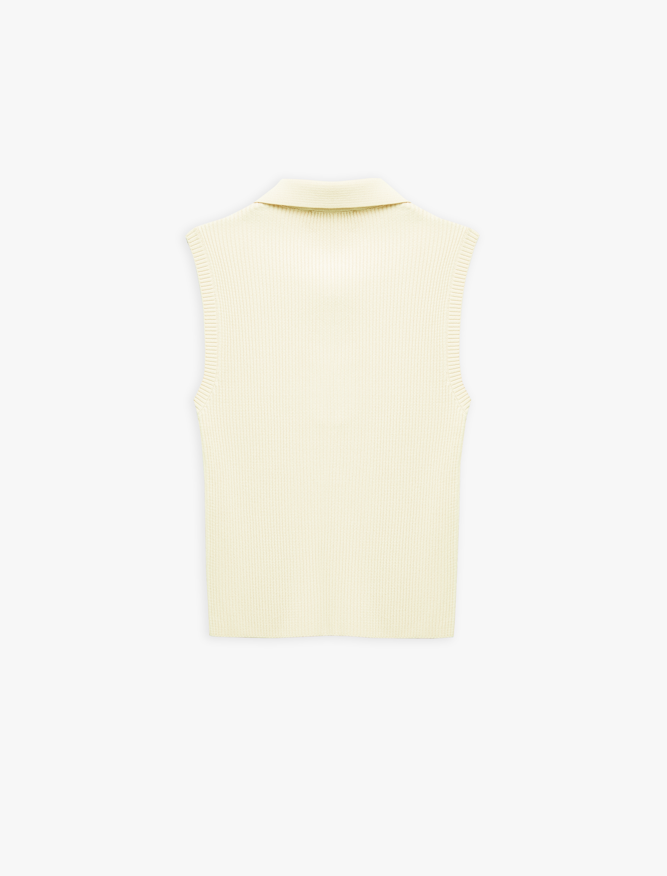 Renk Bloklu Düğme Detaylı Kolsuz Polo Yaka Triko Üst