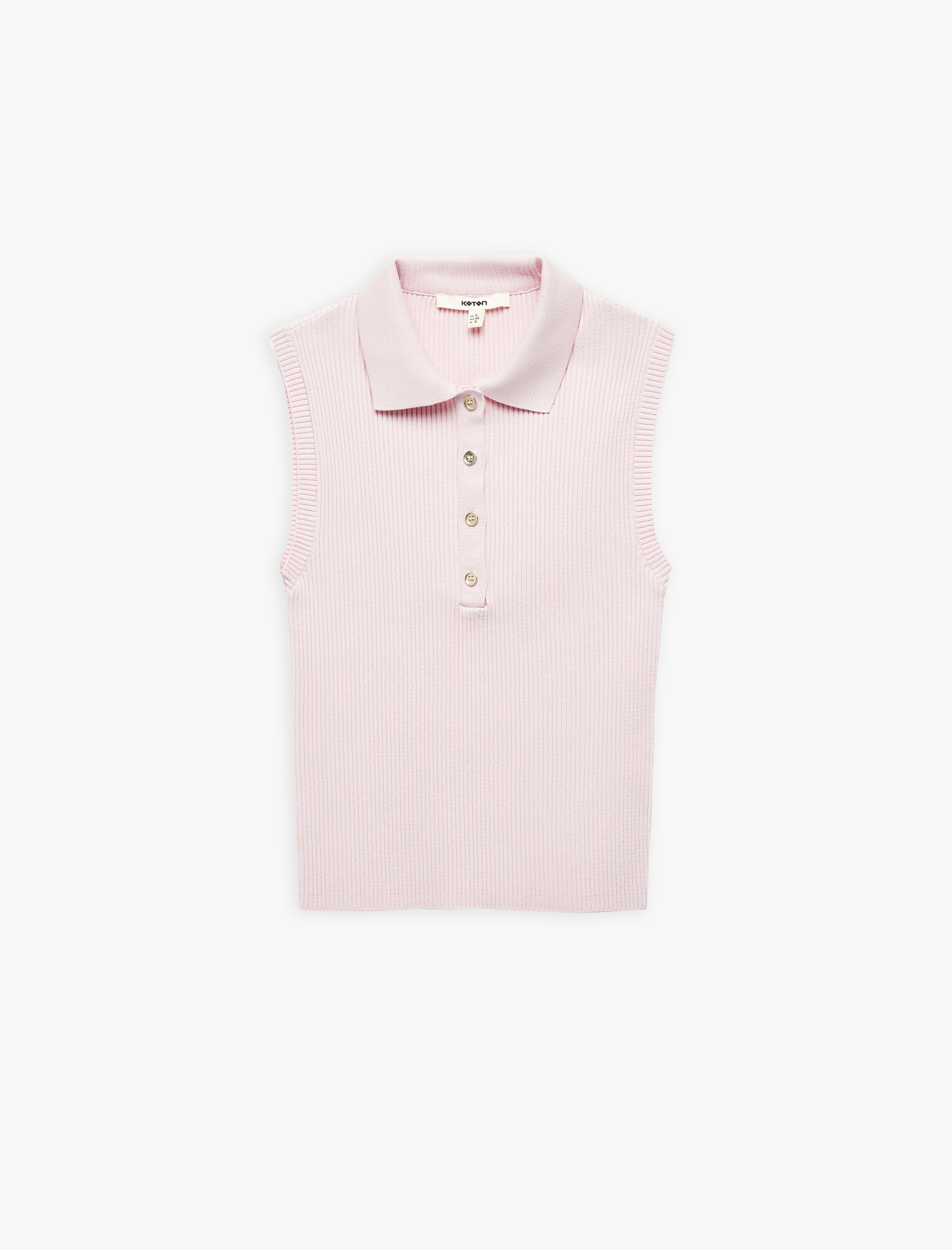 Renk Bloklu Düğme Detaylı Kolsuz Polo Yaka Triko Üst