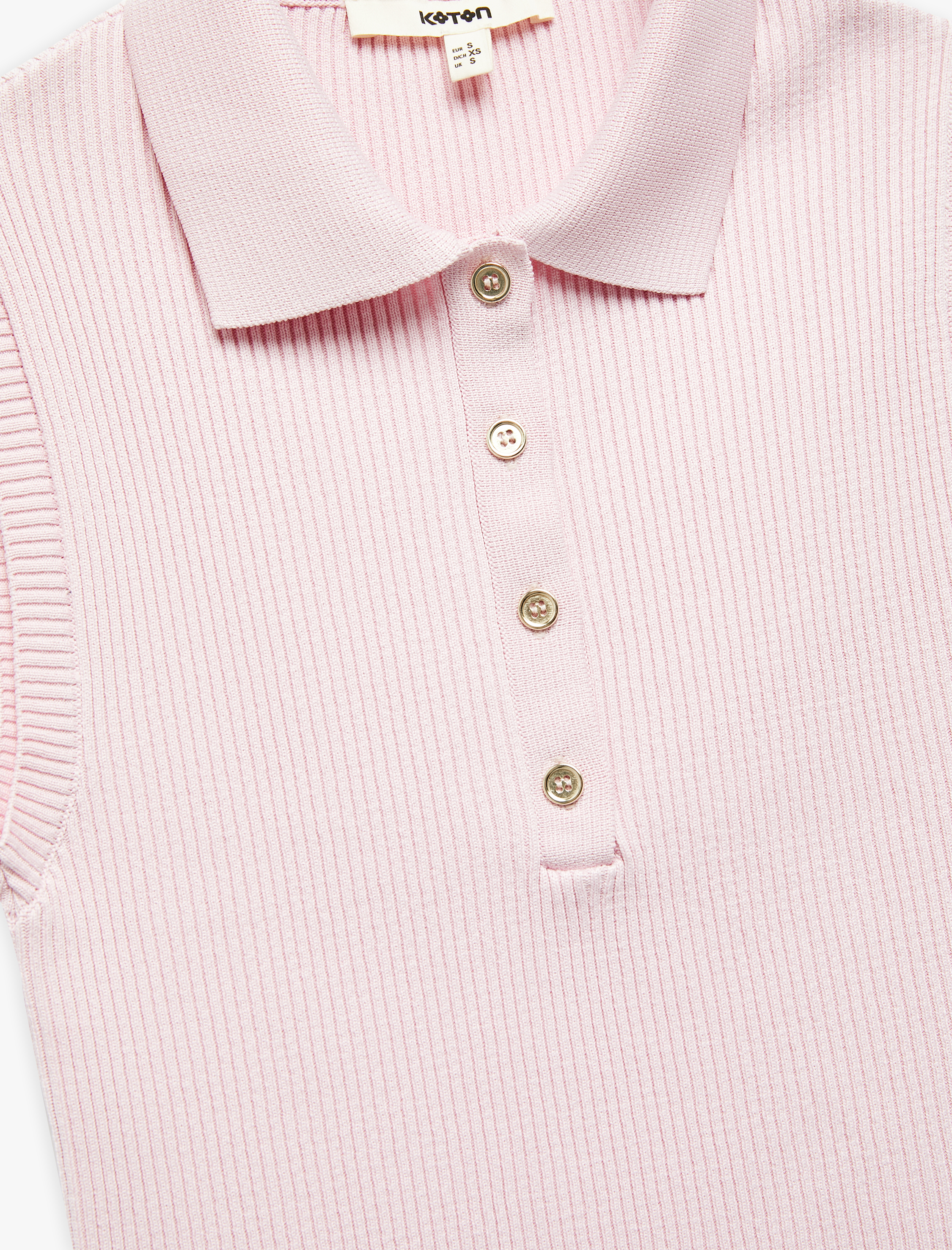 Renk Bloklu Düğme Detaylı Kolsuz Polo Yaka Triko Üst