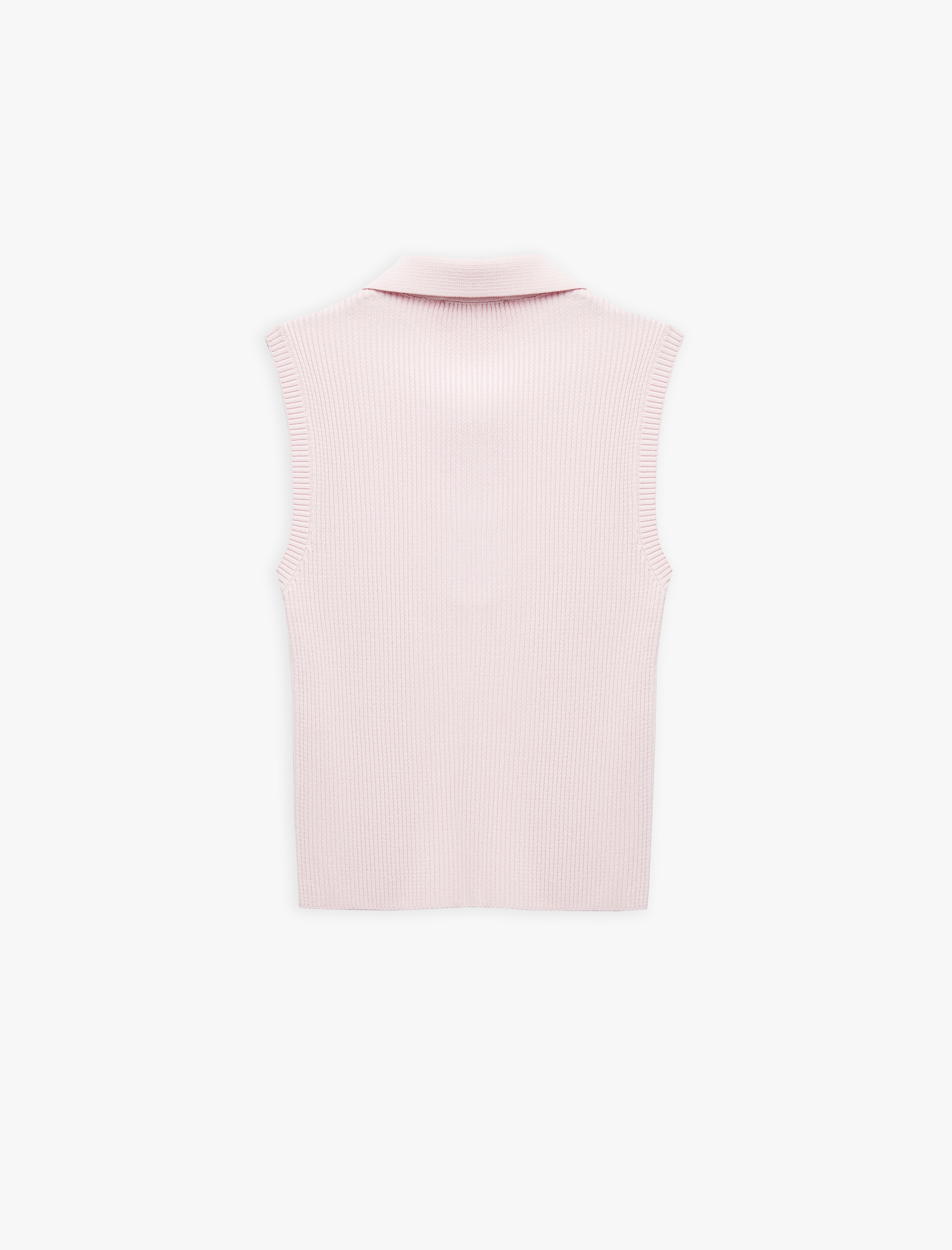 Renk Bloklu Düğme Detaylı Kolsuz Polo Yaka Triko Üst