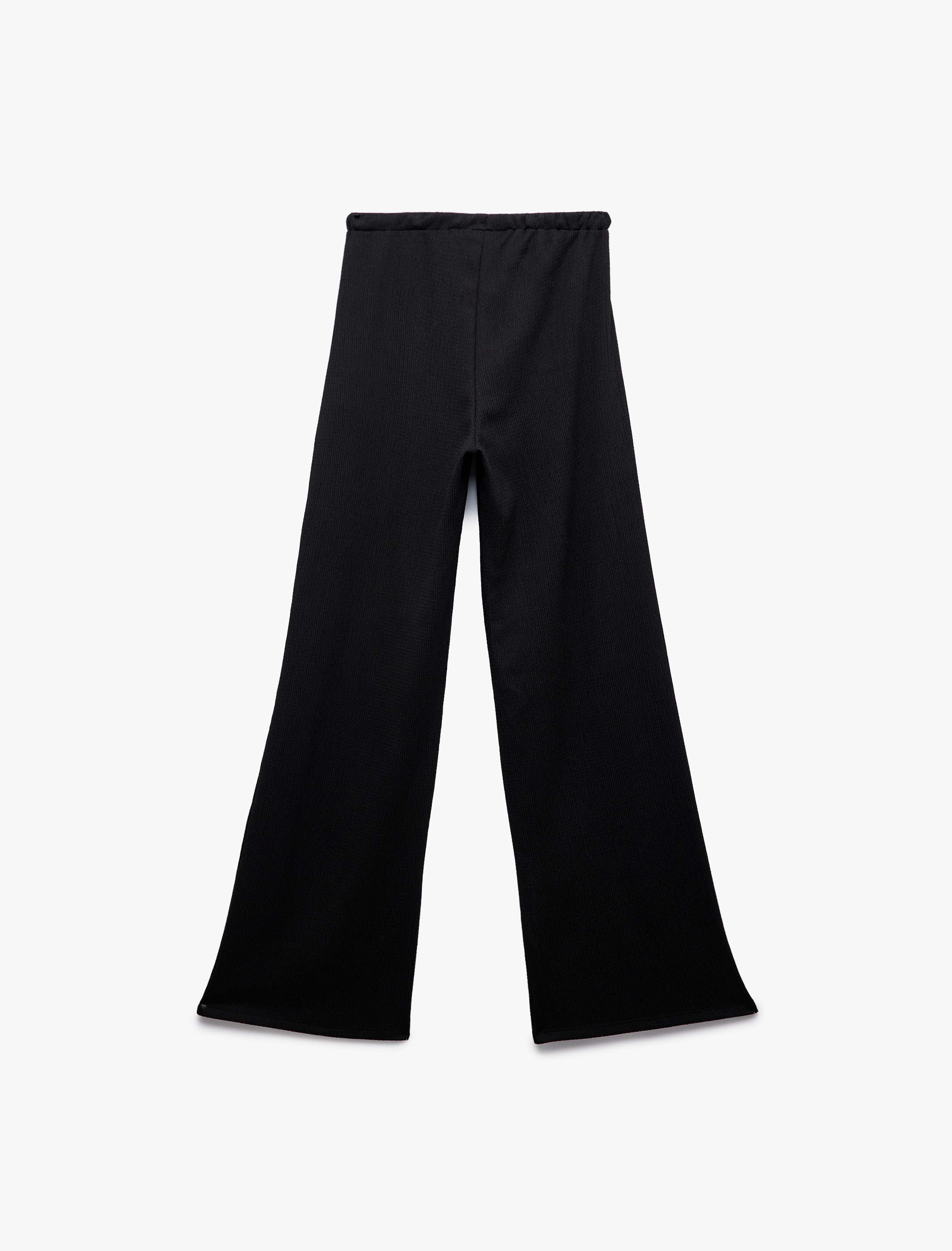   Beli Bağcıklı Geniş Paça Bürümcük Pantolon