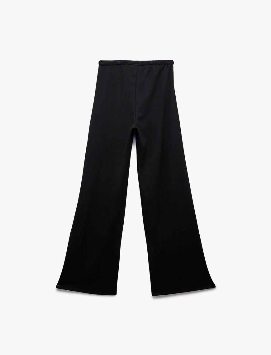   Beli Bağcıklı Geniş Paça Bürümcük Pantolon